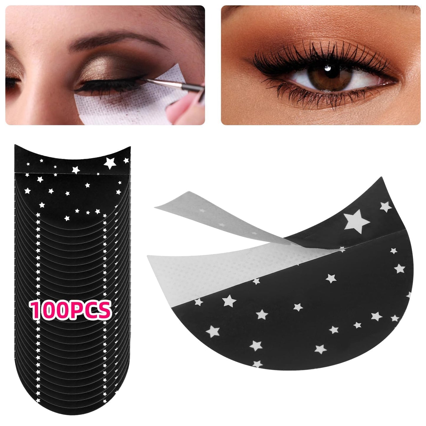 Jaydear 100PCS Eyeshadow Pad Shield Eyeshadow Patches Eyeshadow Pads Stencils Under Eye Makeup for Eyelash Extensions Lip Makeup, Half-Moon Shape