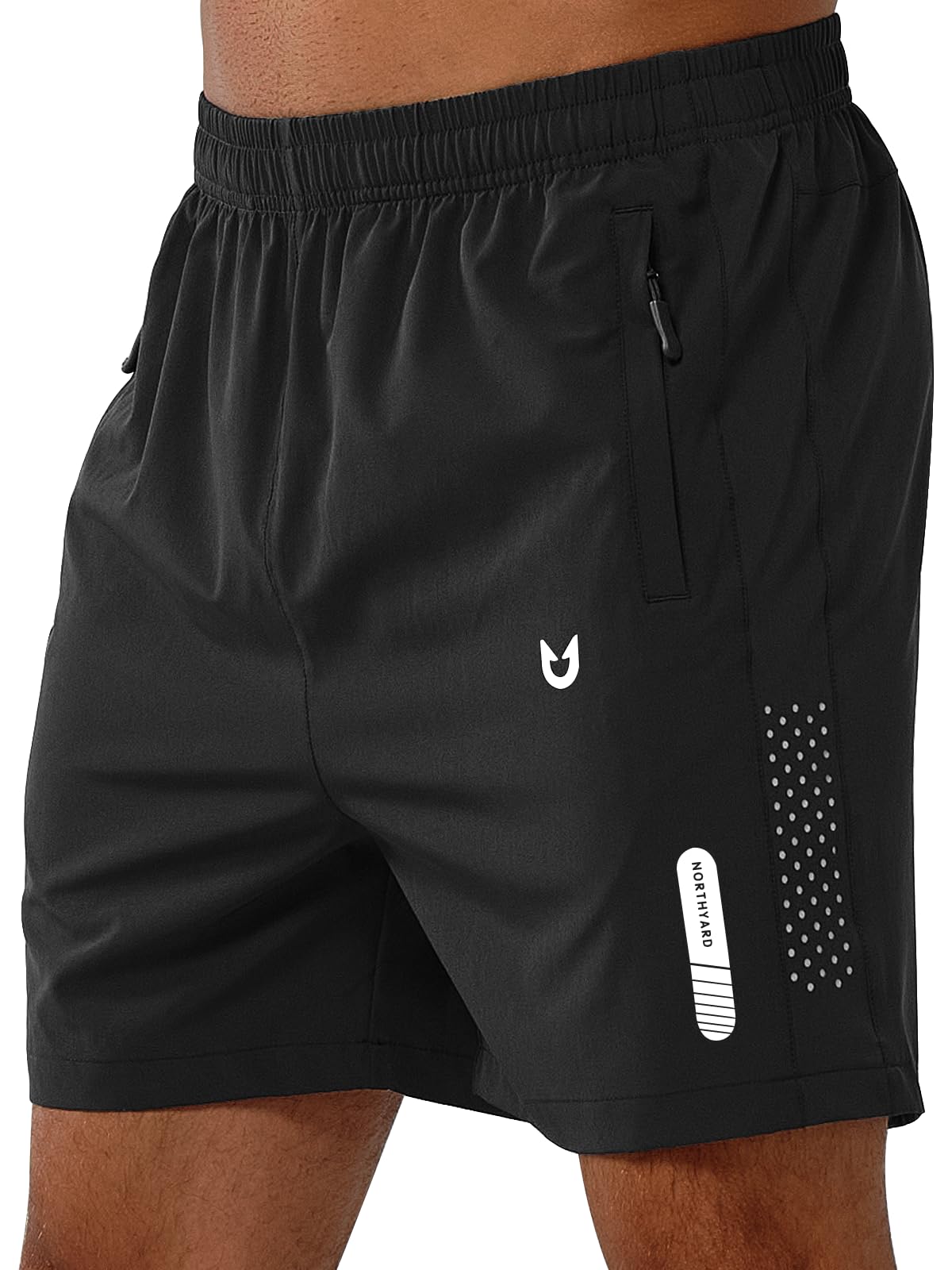 NORTHYARD Men's Athletic Running Shorts Quick Dry Workout Shorts 7"/ 5"/ 9" Lightweight Sports Gym Basketball Shorts Hiking Exercise Black-5inch S