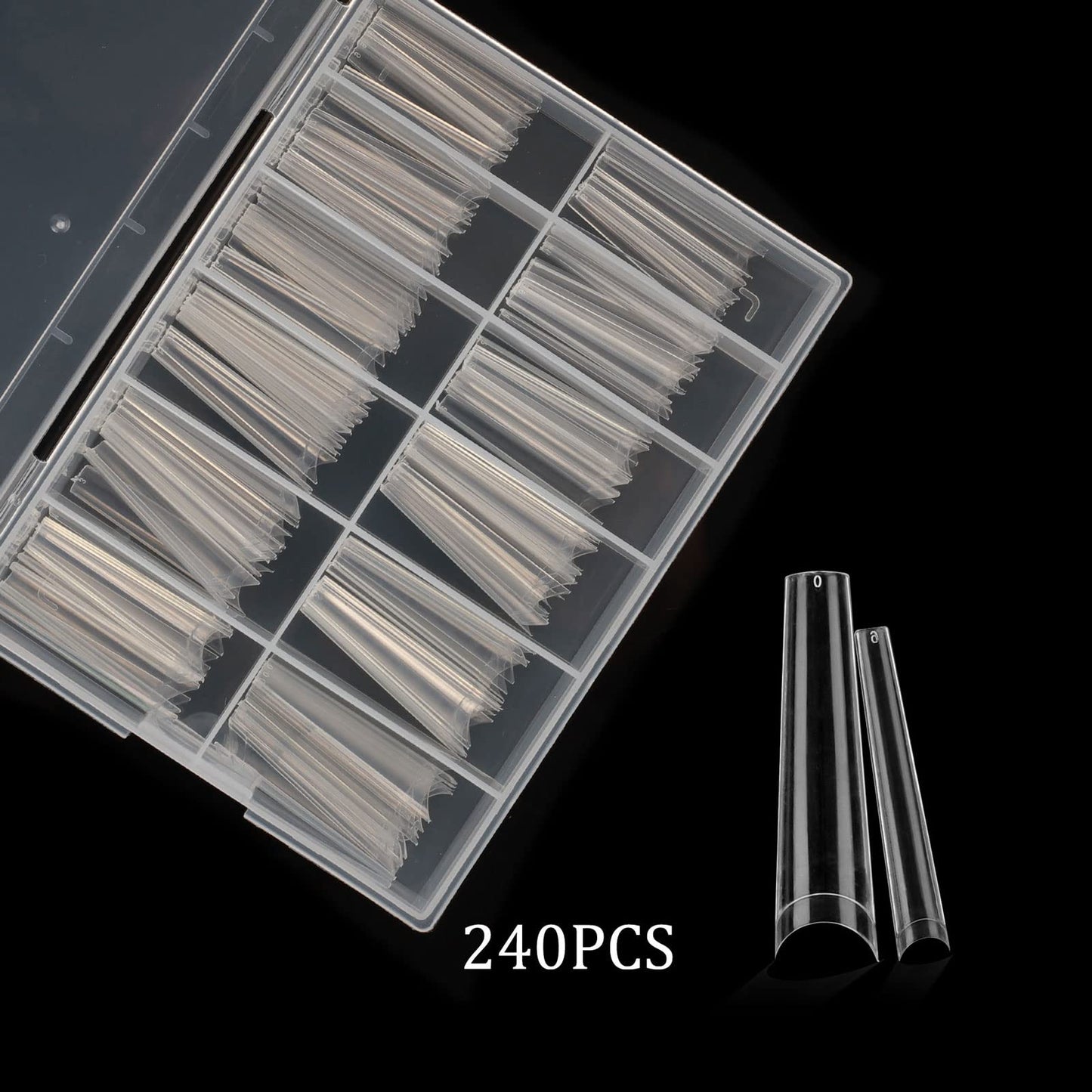 Tapered Extra Long Nail Tips, Ballerina Clear Acrylic Fake Nail Tips, Press On Nail False Nails with Box for Nail Salons and DIY Nail Art, 240PCS, 10 Sizes (Clear)