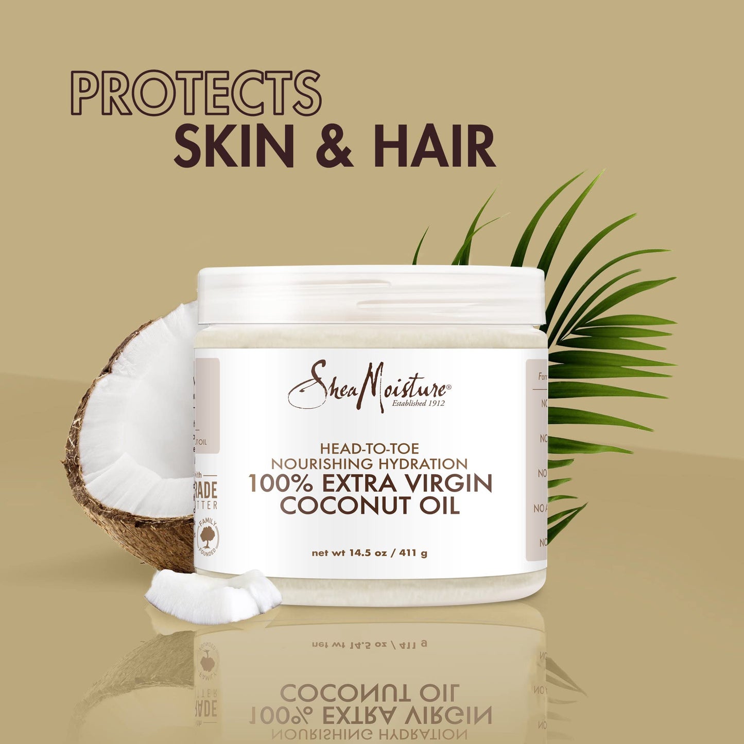 Shea Moisture Coconut Oil, 100% Extra Virgin Coconut Oil Skin Care, Pregnancy Moisturizer for Stretch Marks, Pure Coconut Oil Hair Care, Vitamin E, Coconut Oil Makeup Remover (Pack of 2-14.5 Oz Ea)