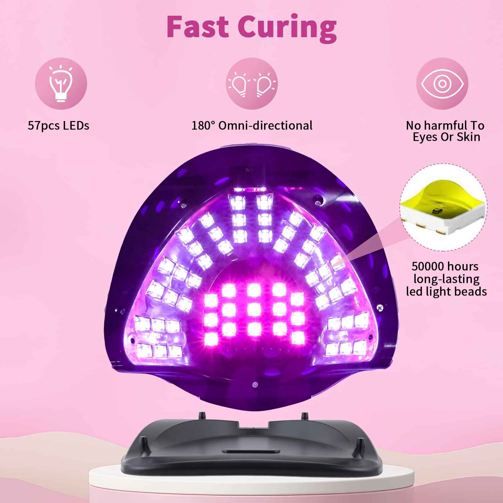 268 W UV LED Nail Lamp for Gel Polish with 4 Timer Settings and Professional Manicure Nail Dryer with Automatic Sensor