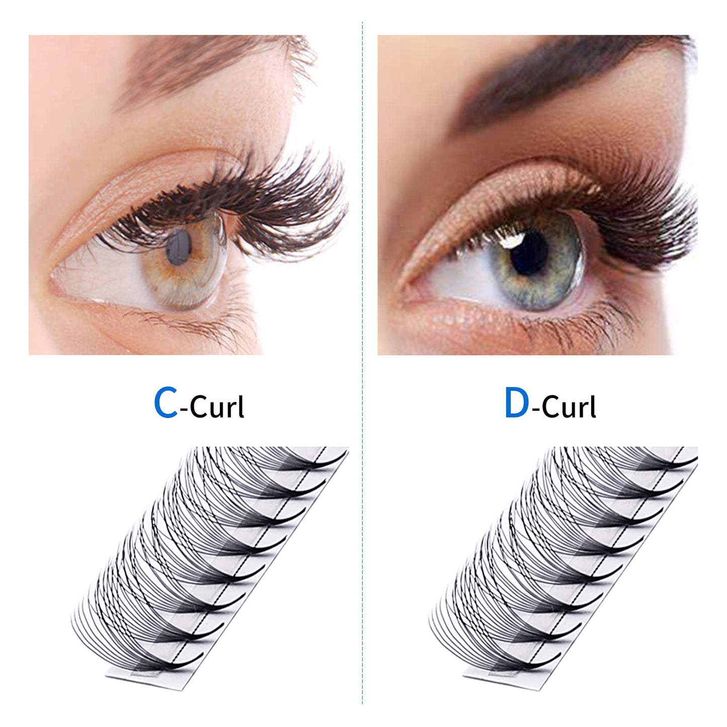 Volume Lash Extensions 10D Premade Fans Eyelash Extensions 500 PCS 0.07mm 13-20mm Mixed C/D Curl Short Stem Premade Volume Eyelash Extensions Pointed Base Fans(500PCS-10D-0.07-C, 13-20mm Mixed Tray)