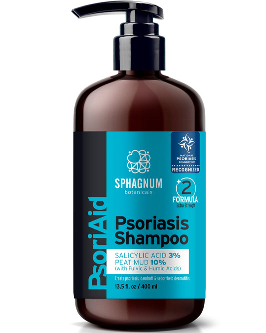 Sphagnum Botanicals Psoriasis Shampoo Extra Strength - 13.5 oz - Flaky & Itchy Scalp Treatment with Salicylic Acid and Natural Peat Mud. For Dandruff and Eczema. No Coal Tar