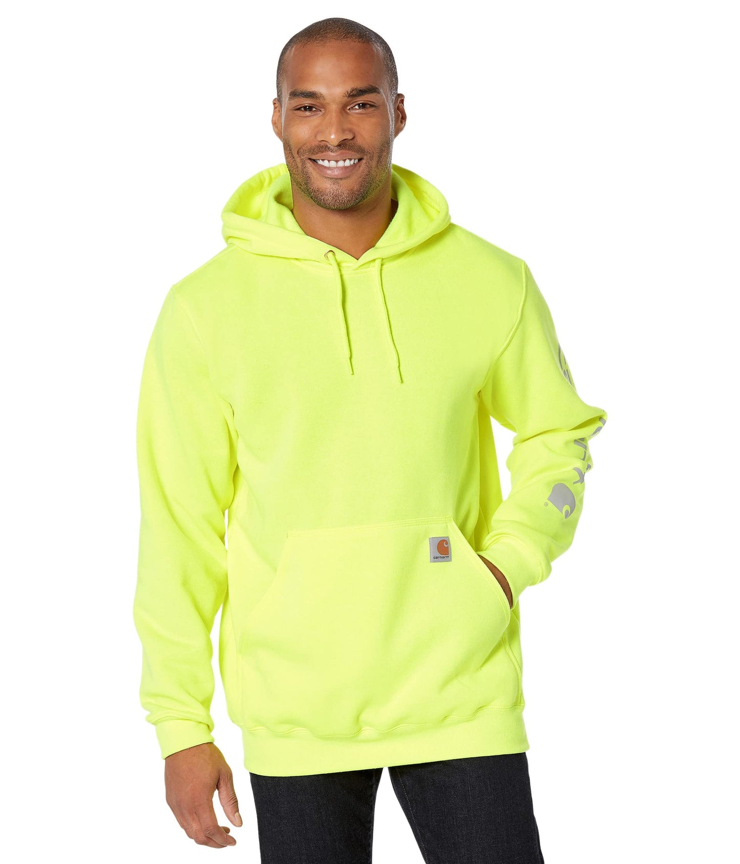 Carhartt Men's Loose Fit Midweight Logo Sleeve Graphic Sweatshirt, Brite Lime