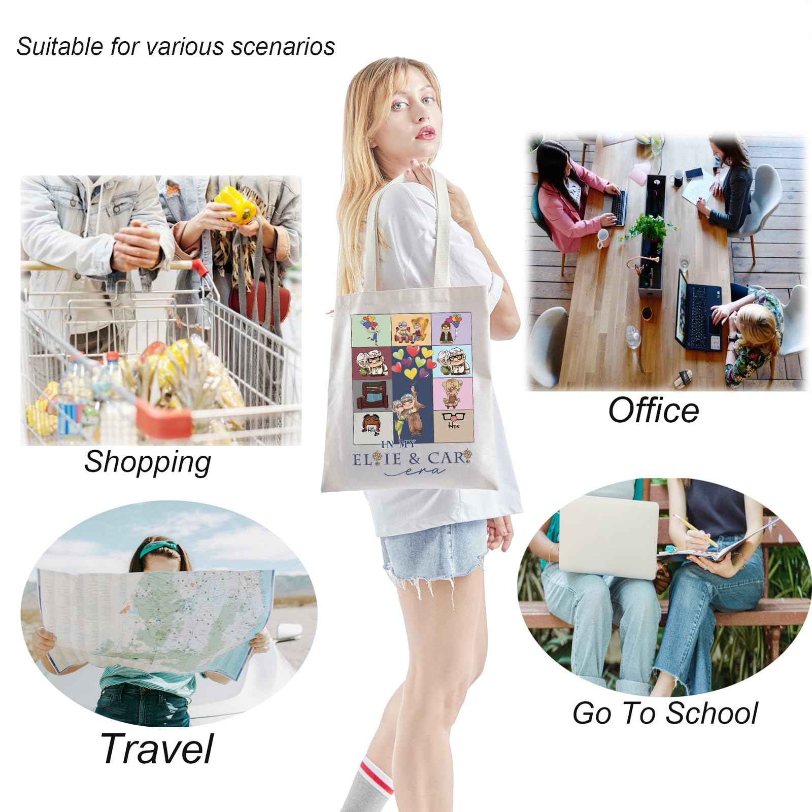 TSOTMO House Movie Merch Cartoon Couple Tote Bag Valentine Love for Cartoon Lovers Adventure Gift