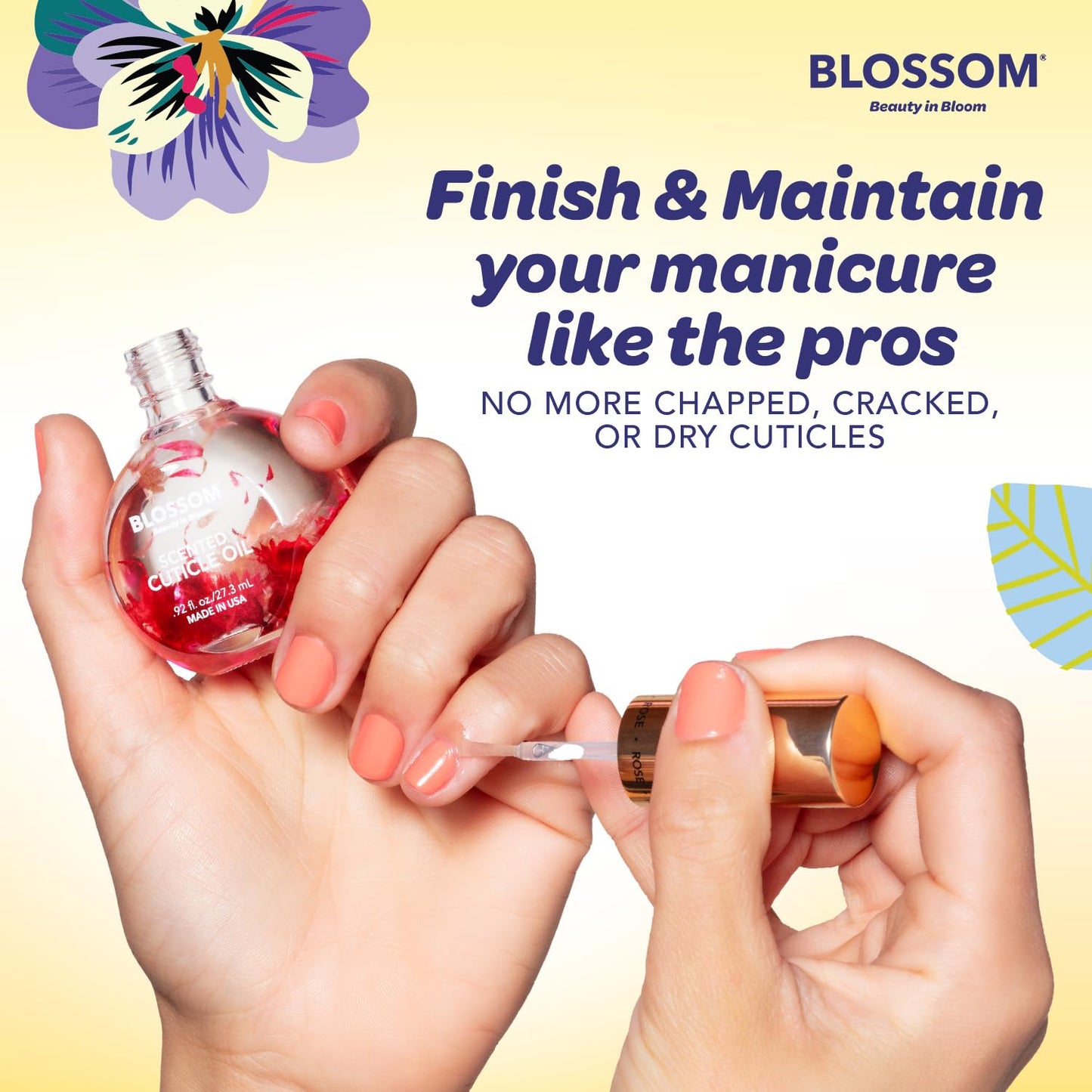 Blossom Hydrating, Moisturizing, Strengthening, Scented Cuticle Oil, Infused with Real Flowers, Made in USA, 0.5 fl. oz, Pineapple