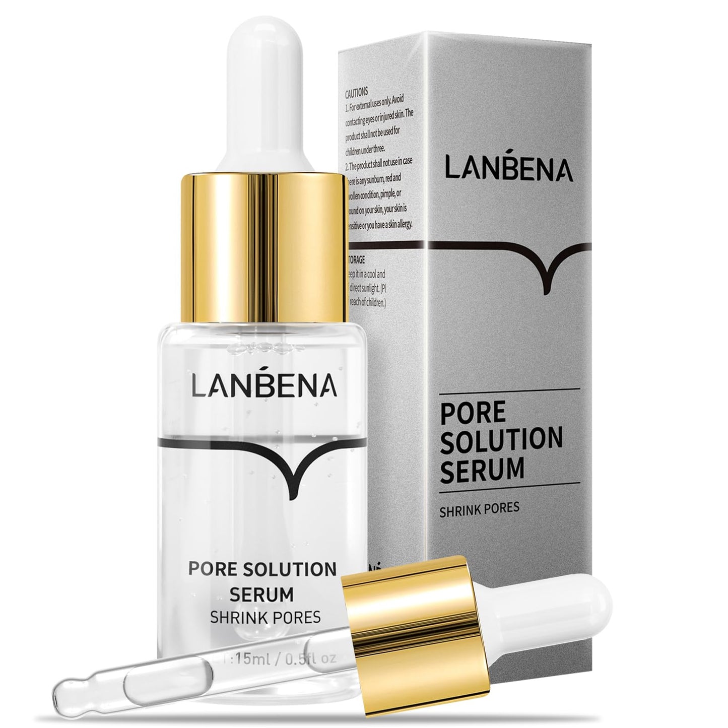 LANBENA Pore Minimizer Serum, Pore Minimizer & Reducer for Face, Minimizing, Shrinking, Oil Control Firming, Tightening Pores, 100% Vegan Pore Moisture after Blackhead Remover, 0.5 fl.oz