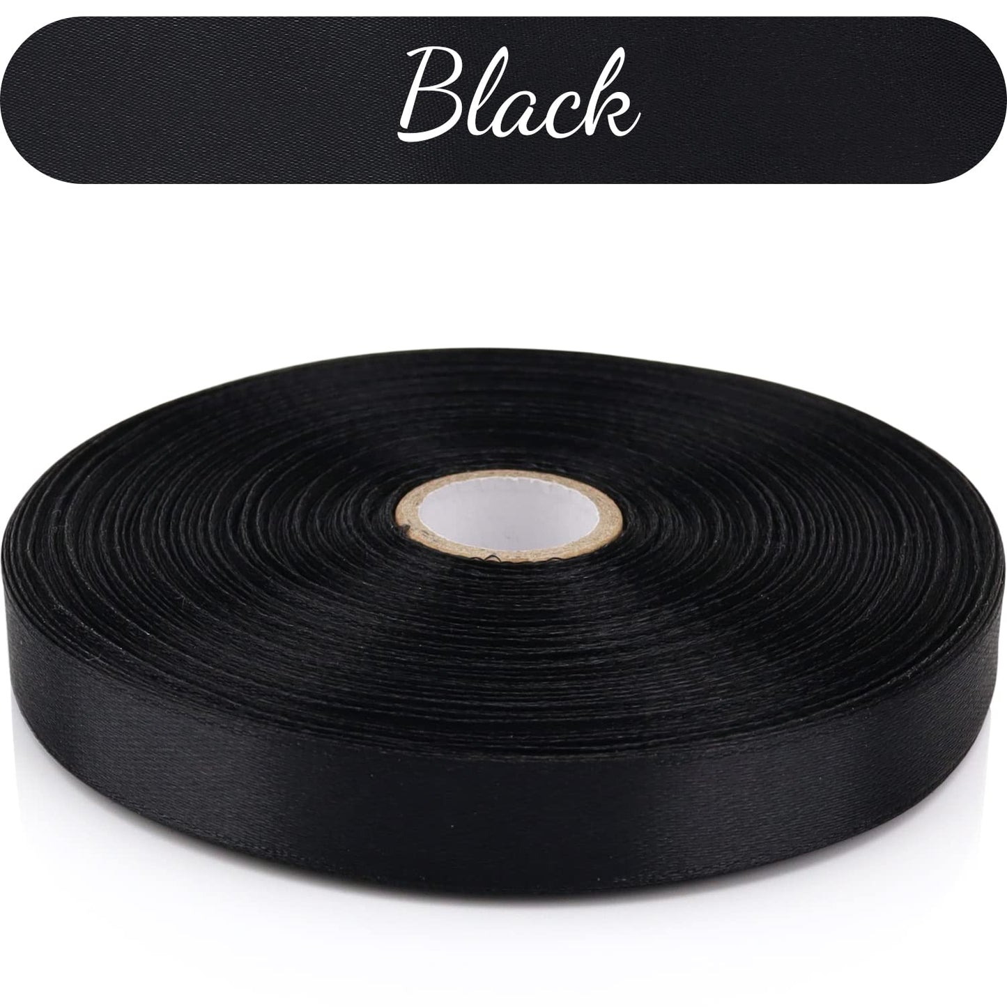 Nsilu 1/2 inch, Black Ribbon for Gift Wrapping 50 Yards Perfect Wedding Party Wreath Sewing DIY Hair Accessories Decoration Floral Hair Balloons Other Projects