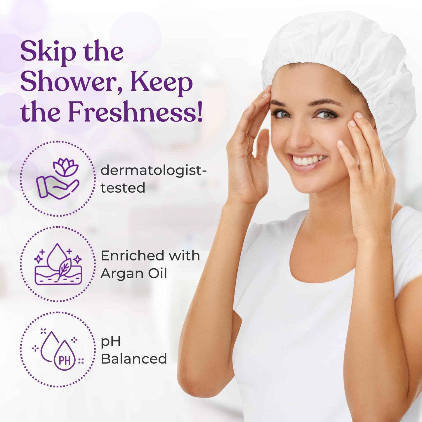 LAVIVIO No Rinse Shampoo Caps – Waterless Hair Washing Shower Caps for Bedridden Patients, Elderly & Hospital Use – Disposable Rinseless Conditioning Bathing Supplies with Aloe Vera, Vitamins - 6 Pack