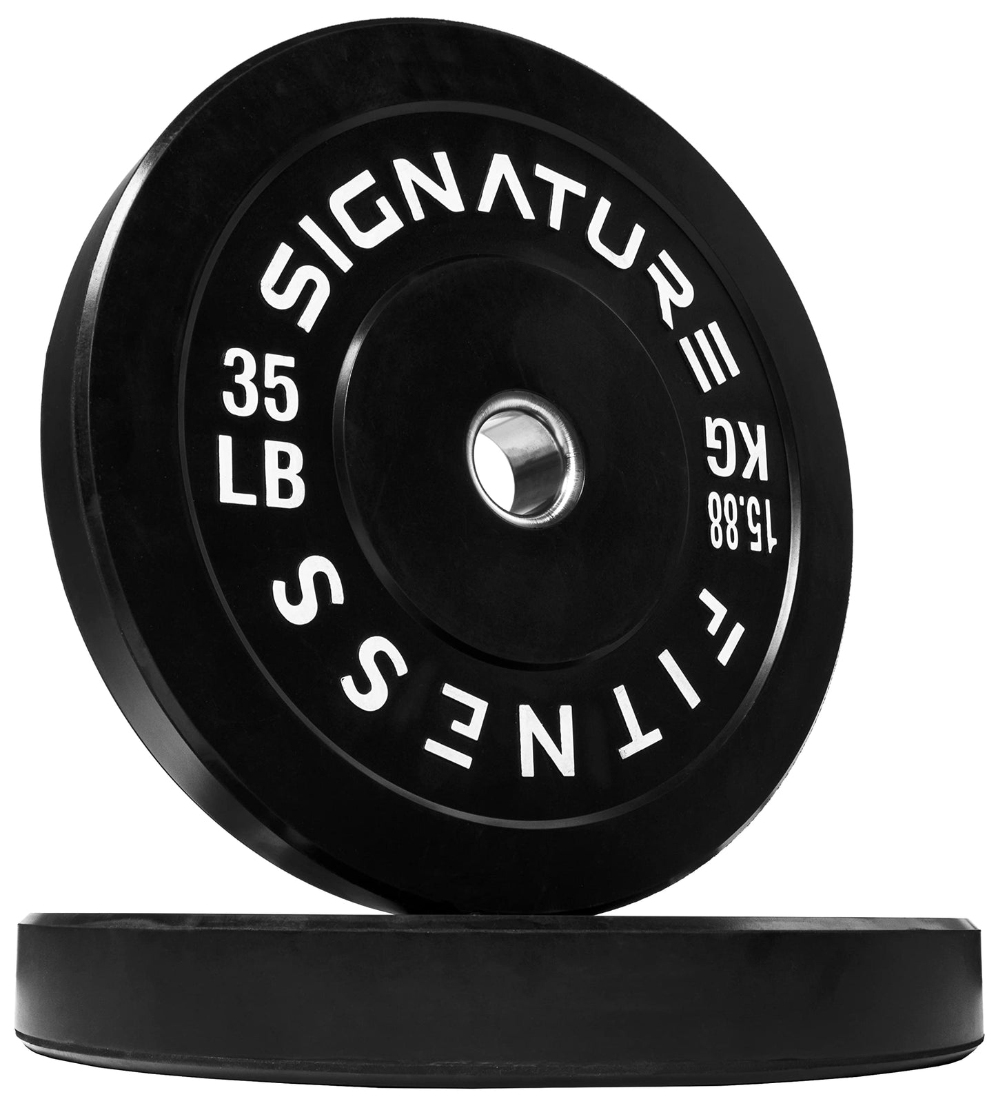 Signature Fitness 2" Olympic Bumper Plate Weight Plates with Steel Hub, 35LB, Pair