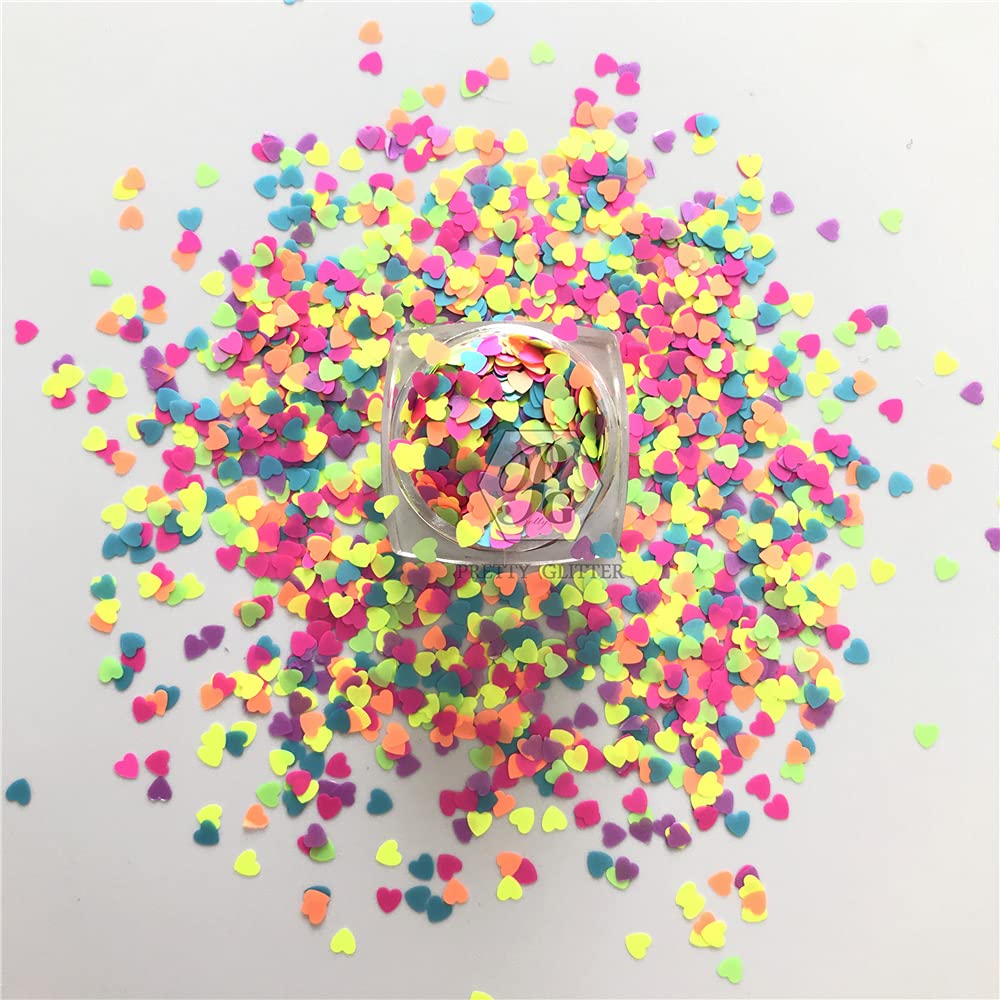 PrettyG 10 Grams/Pack -3mm Mixes Heart Shape Glitter Sequins - Festival Rave Beauty Makeup Face Body Nail Art Decoration Y