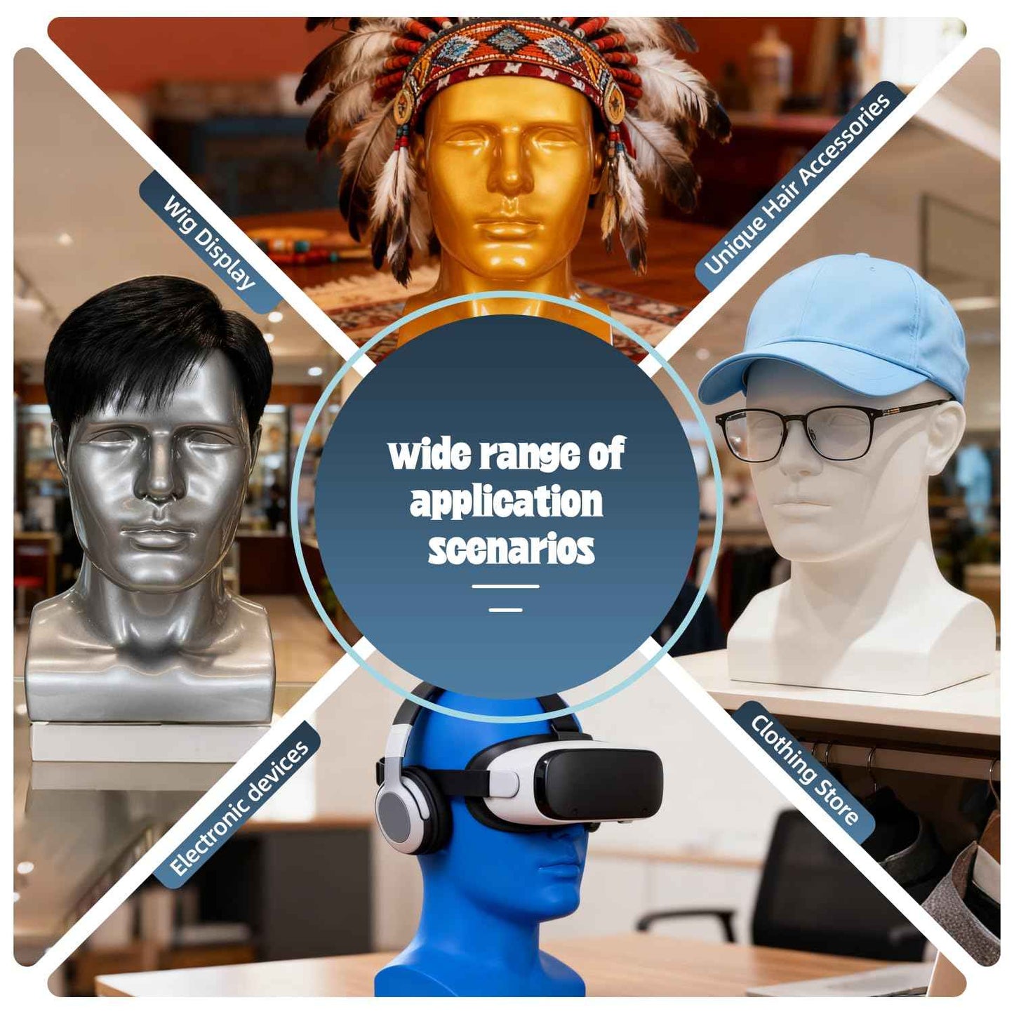 Male Mannequin Head, Metallic Gray Male Mannequin Head with Stand Professional Manikin Head, Bald Training Head for Display Wigs (Gray)