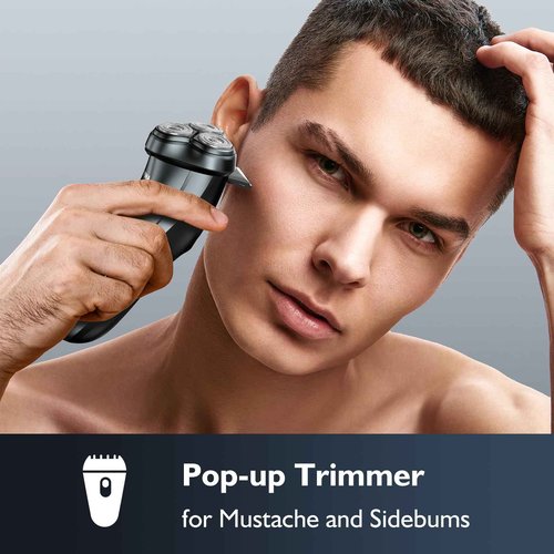 Electric Razor for Men Face, ORVINA Electric Shavers for Men, Portable Rechargeable Waterproof Rotary Shaver with Pop-up Trimmer, LED Display and Travel Lock for Beard Trimming (Silver)