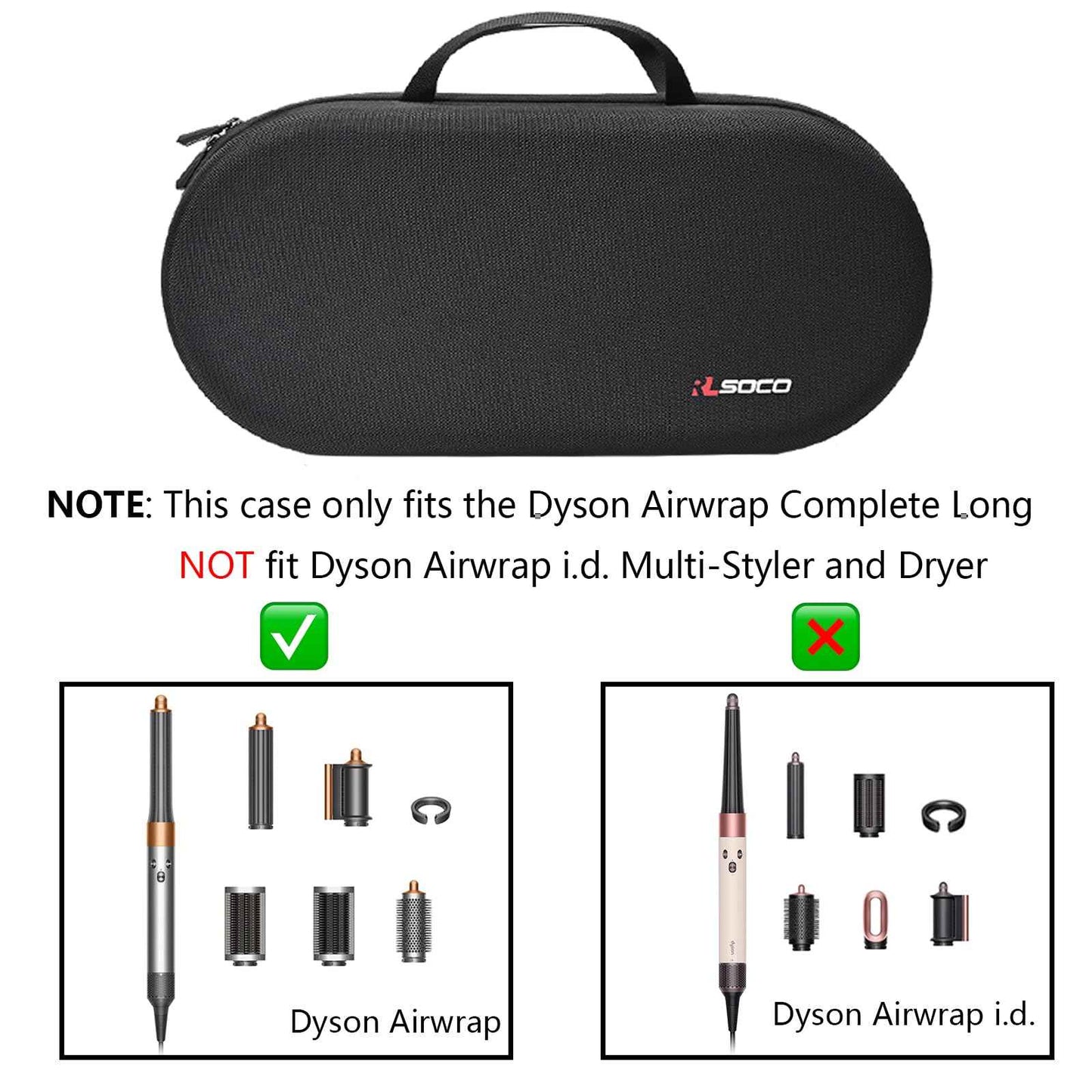 RLSOCO Hard Case for Dyson Airwrap Complete Long/Complete Styler HS08 HS05 HS01,NOT for Dyson Airwrap i.d. - Fits 4pcs Long Barrels or Short Barrels - Black (Case Only,Hair Styler is not Included)