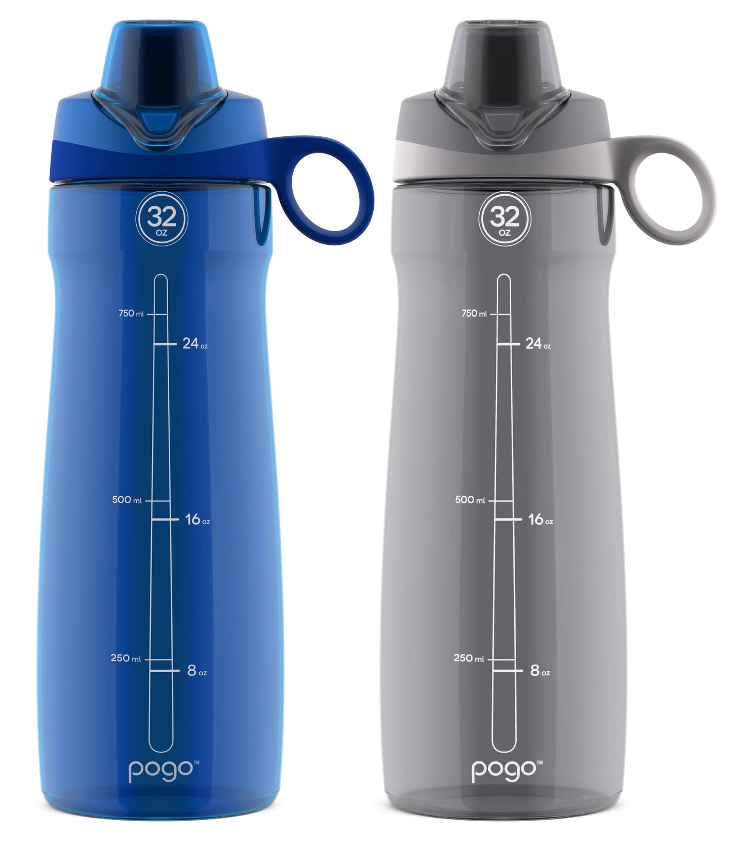 Pogo 32oz Chug Lid Tritan Water Bottle (Grey/Blue 2-pack)