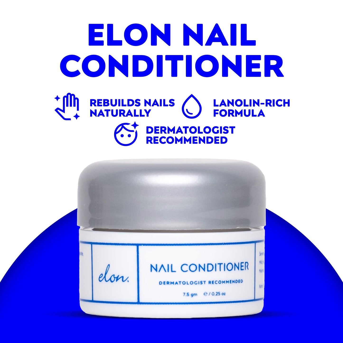 Elon Lanolin-Rich Nail Strengthener, Conditions Nails & Protects Cuticles, Recommended by Dermatologists & Podiatrists 3 Pack (7.5g jar)