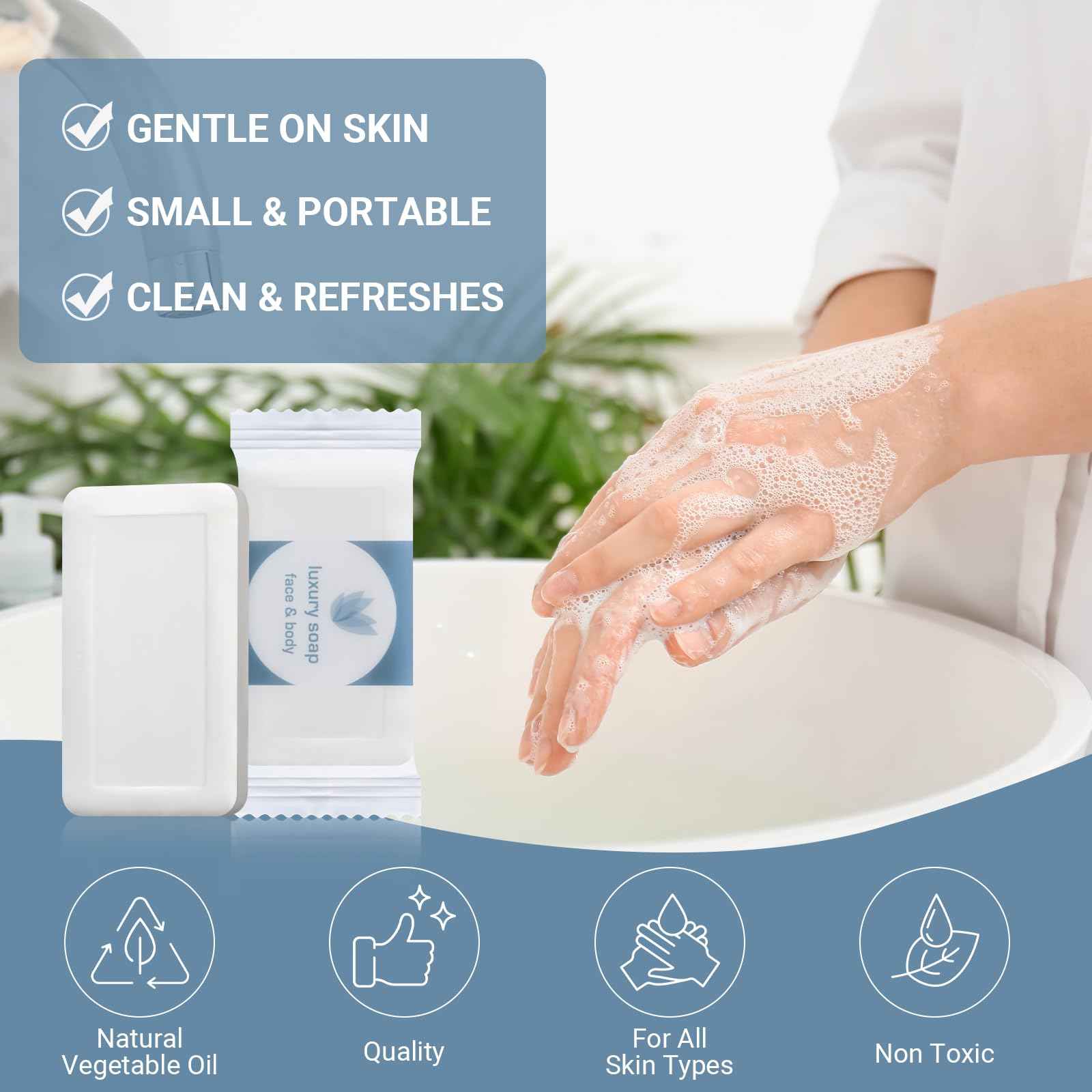 Kacctyen 300 Pcs 0.35oz Mini Bar Soap Bulk Individually Wrapped Bulk Hand Hotel Soap Bars Travel Size Toiletries for Hospitality Guest Bathroom Vacation Rentals