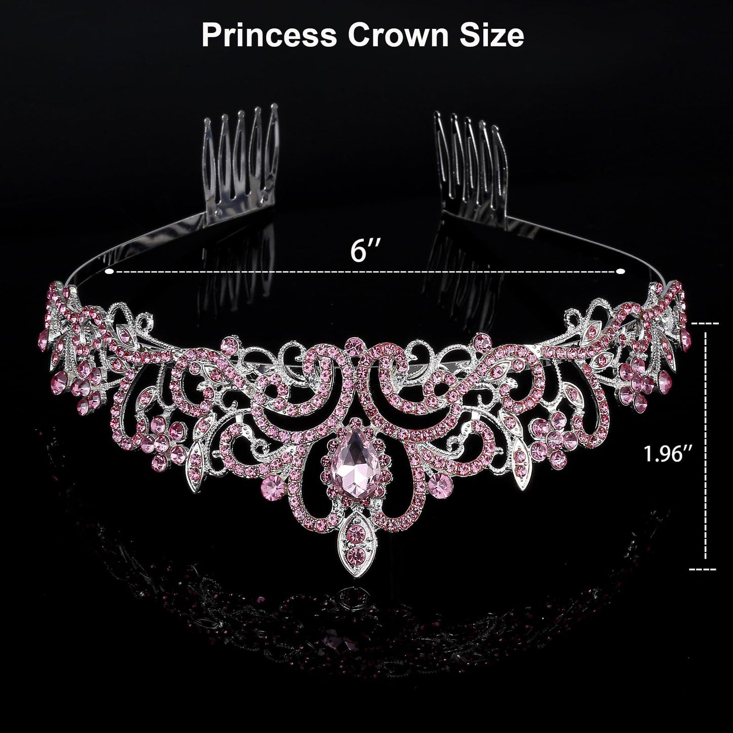 ZHENTAO Tiara Crowns for Women, 2Pcs Princess Crown for Girls Crystal Queen Tiaras for Birthday Christmas Costume Bride Wedding Prom-Silver