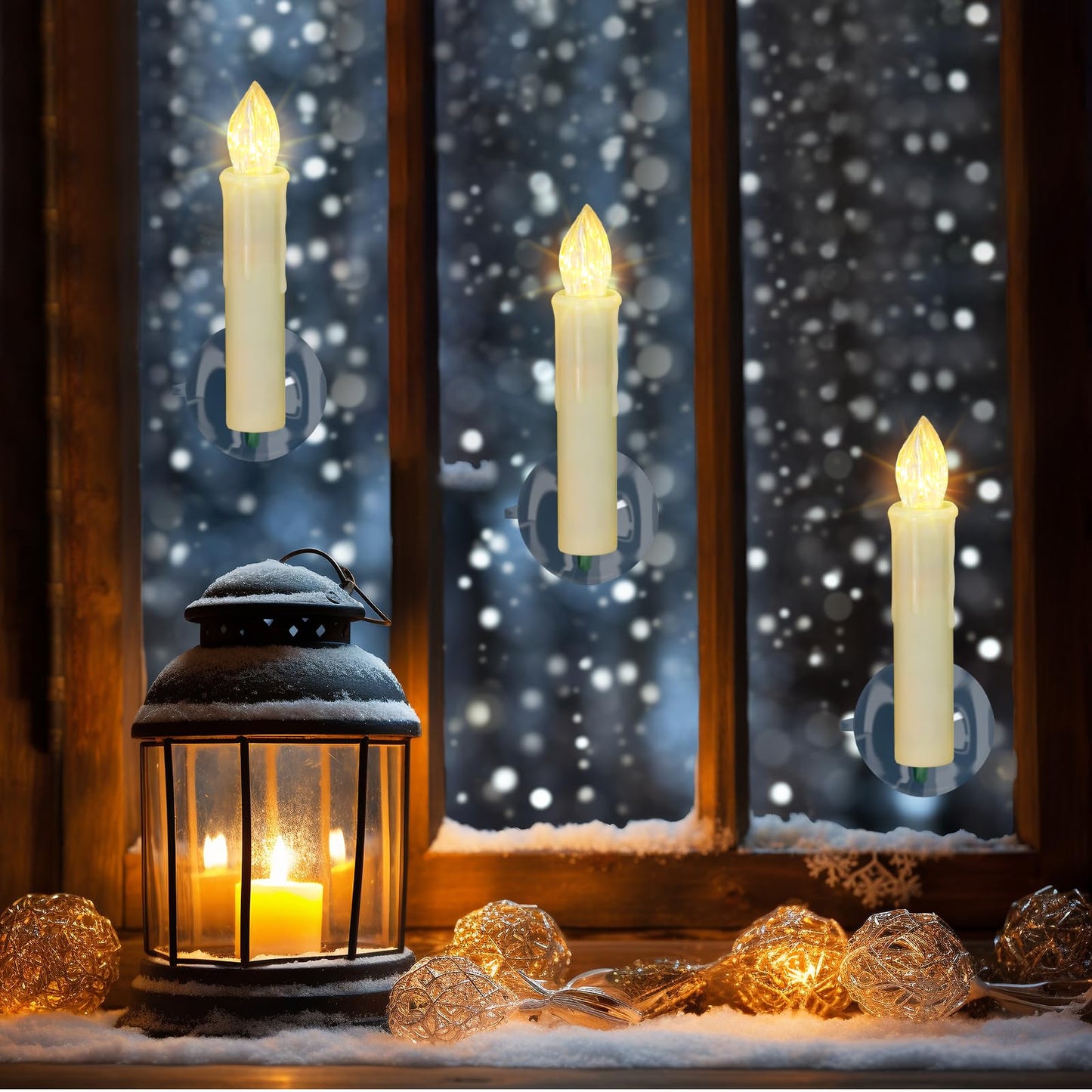 PChero 30 Pack LED Window Candles with 2 Timer Remote, Waterproof Battery Operated Christmas Tree Candles Flickering Flameless Electric Taper Candlelight for Xmas Holiday Party Home Decor