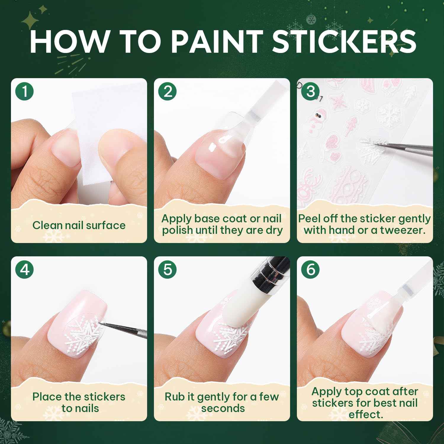 Nicedeco 15 Sheets Christmas Nail Art Stickers Decals Self-Adhesive Nail Supplies Nail Art Design Decoration 005