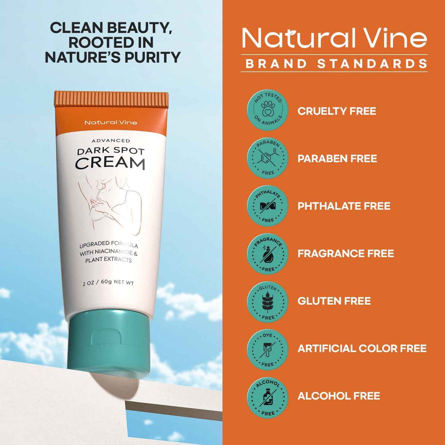 Natural Vine Dark Spot Corrector: Dark Spot Remover for Face and Body - Age Spot Brown Spot Sun Spot Remover Faded Spot Melasma Freckles Correcting - With Niacinamide for Women and Men 60g 2Pcs