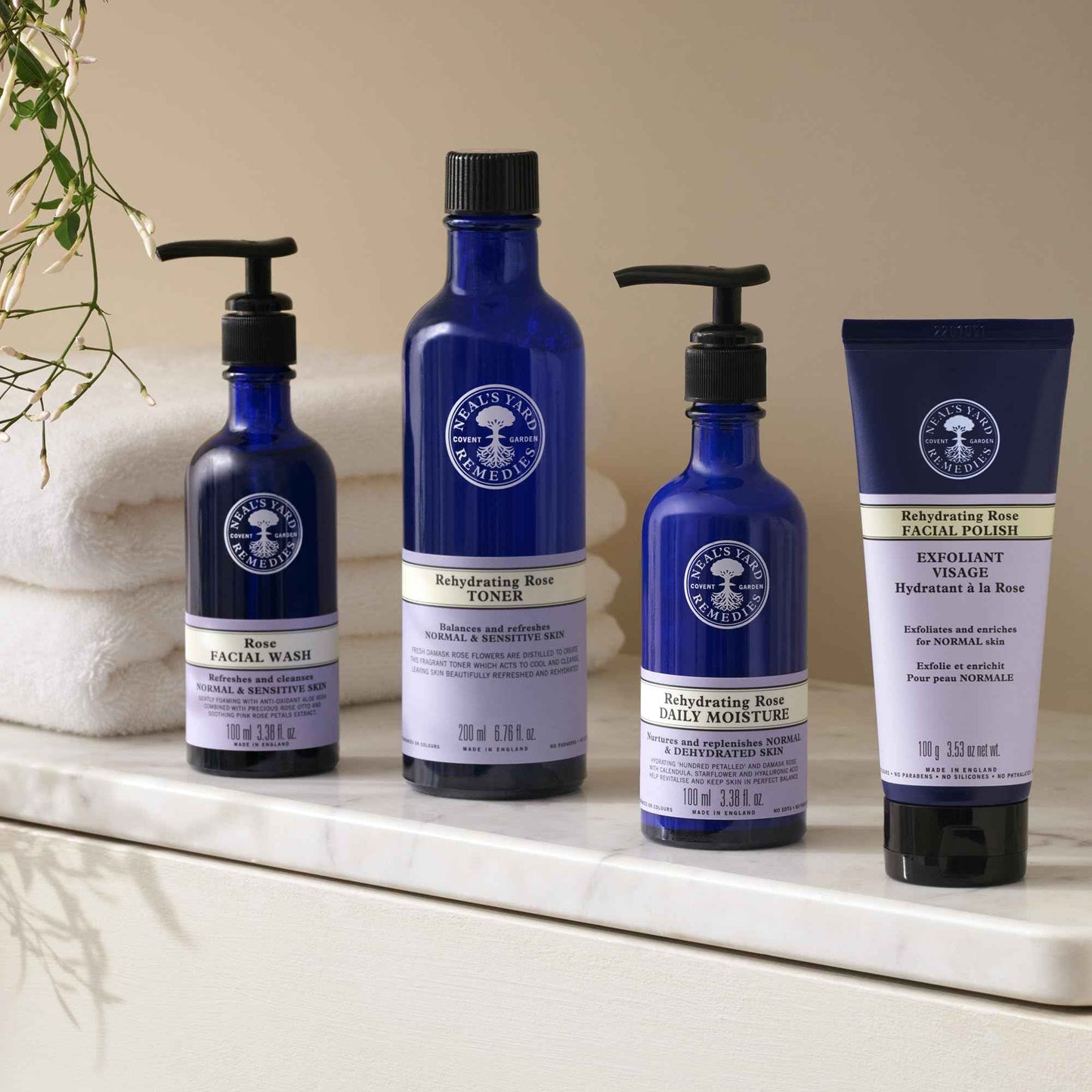 Neal's Yard Rehydrating Rose Face Wash, Soothing & Balancing for All Skin Types, With Aloe Vera & Rose Otto, Vegan Approved & Cruelty-Free, 100mL