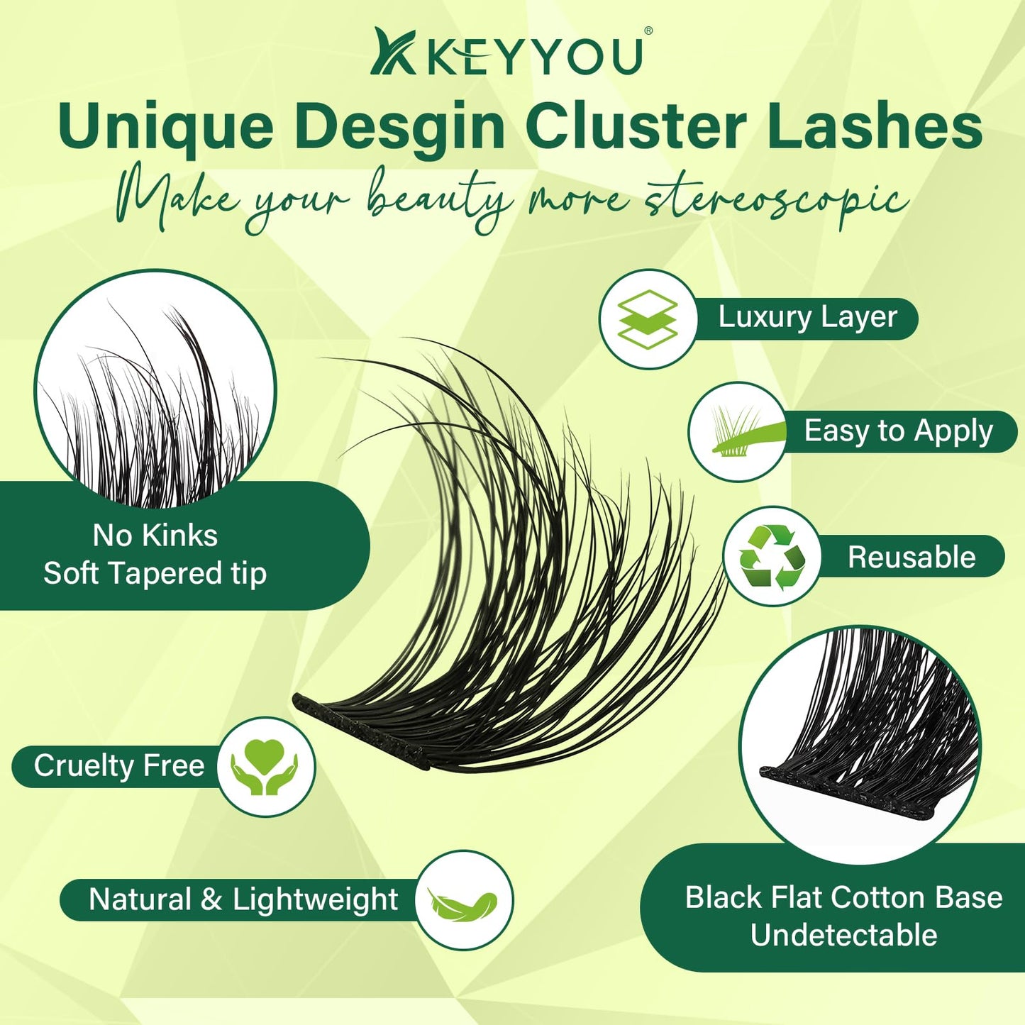 Lash Clusters 3D Effect Eyelash Clusters KEYYOU 144pcs D Curl Wispy Lashes Fluffy Cluster Lashes 8-18MIX Natural Soft DIY Lash Extension at Home(Enthrall-D-MIX)