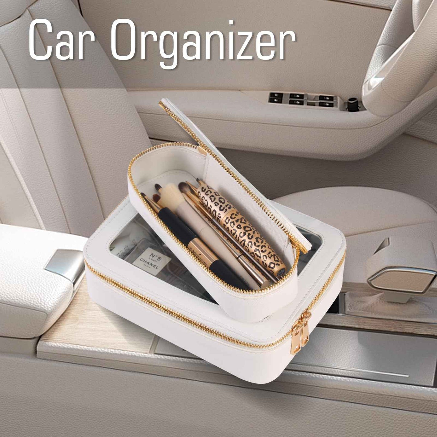 VOFIpremiAm Small Travel Makeup Bag brush holder,Clear Makeup Bag Cosmetic Bags with Zipper,Waterproof Clear Toiletry Bag Makeup Brush Bag Travel Case for Women