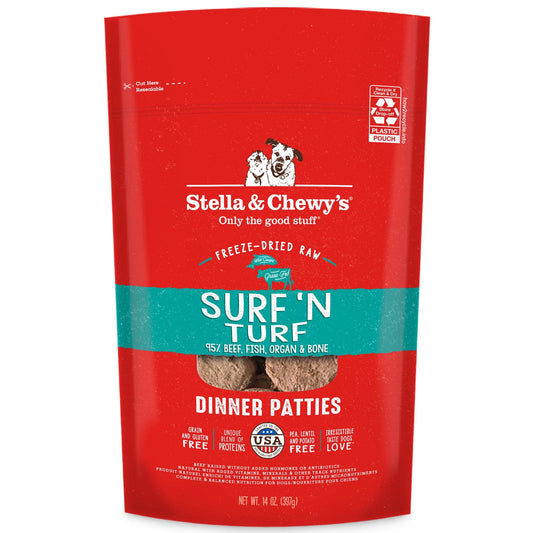 Stella & Chewy's Freeze Dried Surf & Turf (Beef & Salmon) Dinner Patties For Dogs