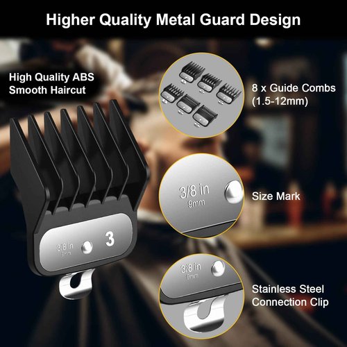 CIICII Hair Clippers for Men Professional, Cordless Barber Clippers for Hair Cutting (12Pcs Rechargeable USB Adjustable LCD Display Hair Beard Grooming Trimming Haircut Kit) for DIY Home Barber Salon