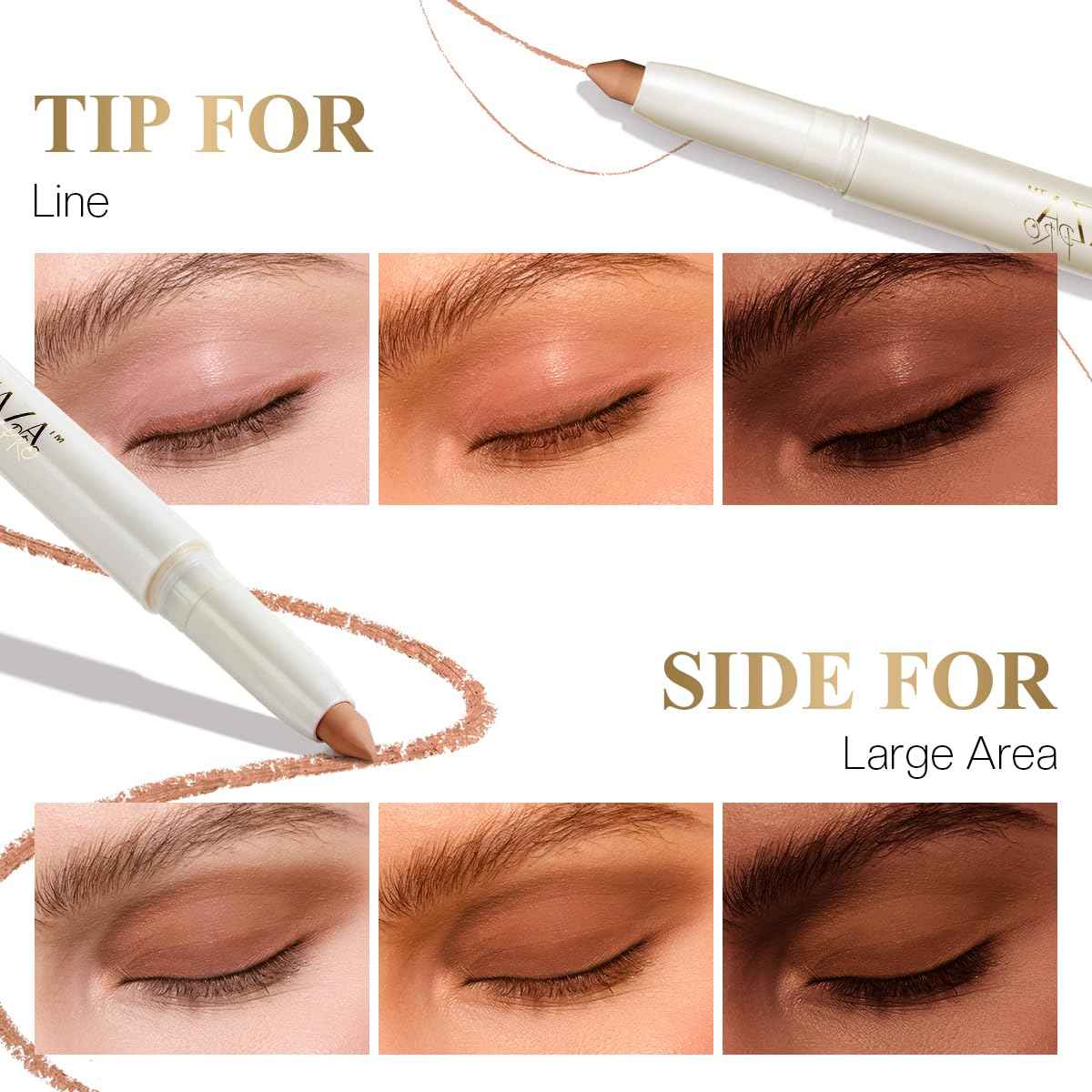 LUXAZA PRO Cream Eye Shadow Eyeliner Makeup Sticks, Highlighter Brightener Pencil Classic-A003 + Multi-use-S1M2