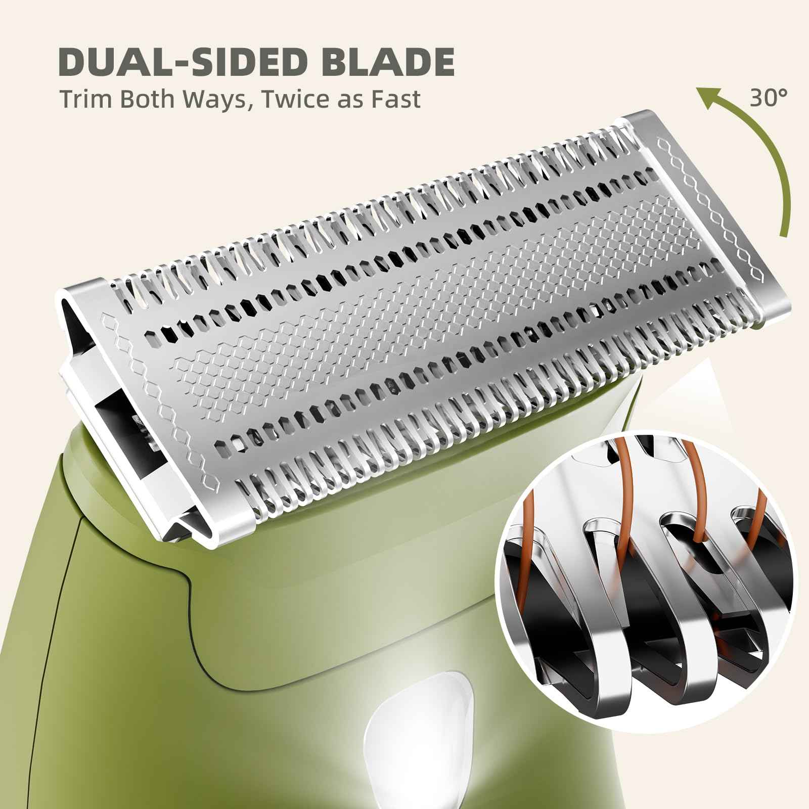 VIKICON Body Hair Trimmer for Men & Women: Safety Electric Razor for Pubic, Legs, Chest, Face w/Dual-Sided Single Blade & 5 Guide Combs, Waterproof Smooth Intimate Shaver, 150min Long Battery Life