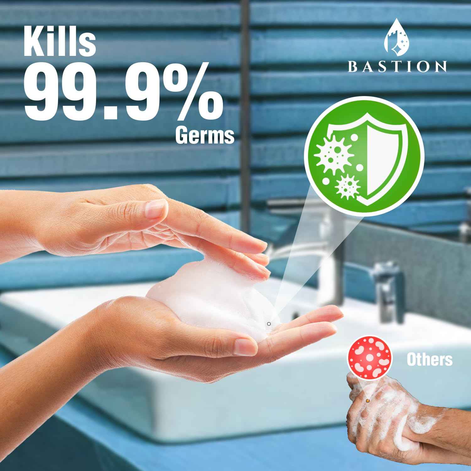 Bastion Foaming Antibacterial Hand Soap Refill – Pina Colada Scent, 1 Gallon (128 oz) – Bulk Moisturizing Hand Wash for Home, Office, Kitchen, Bathroom – Kills Germs, Softens Hands