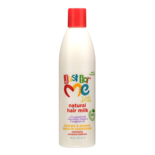 Just For Me Natural Hair Milk Hydrate & Protect Leave-In Conditioner, Maintains Moisture Balance, With Coconut Milk, Shea Butter, Vitamin E & Sunflower Oil, 10 Ounce