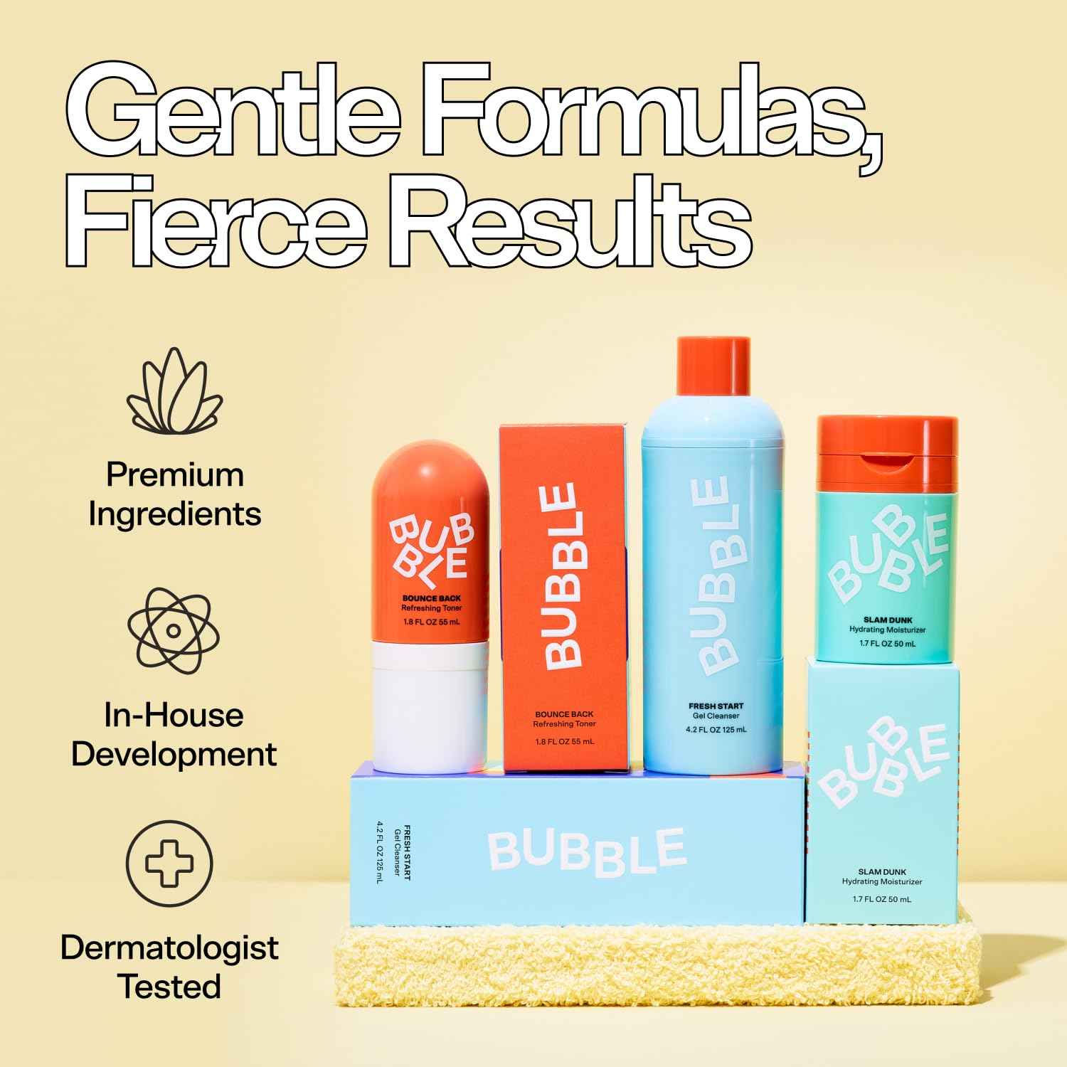 Bubble Skincare Fresh Start Exfoliating Gel Cleanser (125ml) + Level Up Balancing & Hydrating Face Moisturizer (50ml)