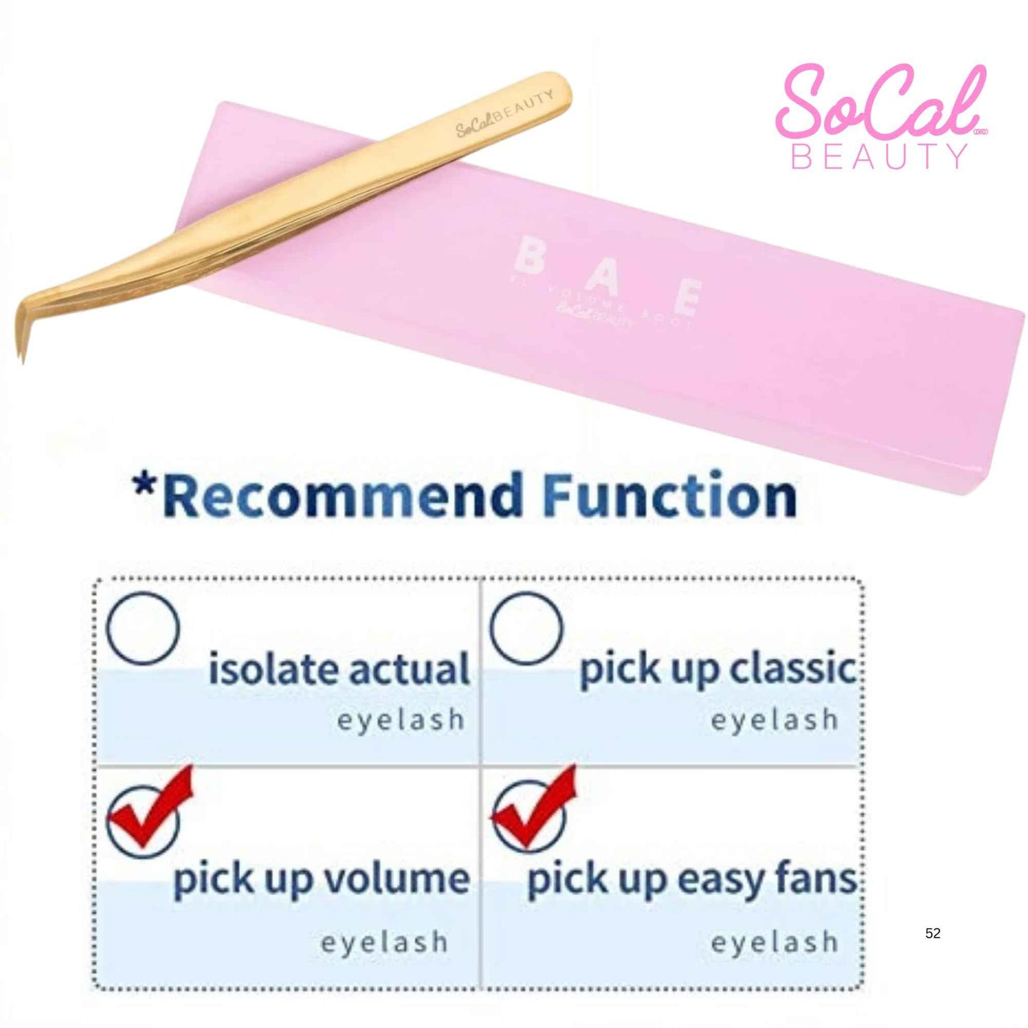 Bae XL Volume Boot Tweezer by SoCal Beauty - Professional Lash Extension Tool for Mega Volume Fans, Extra-Long Gold Tweezers with MM Measurement - Lash Artist Essential