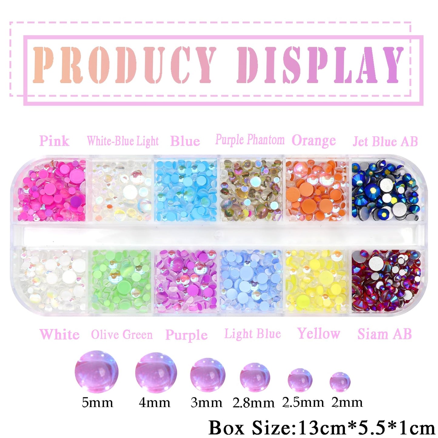 NAISKA 800Pcs Nail Art Rhinestones Set Colorful Flatback Rhinestones Glass Diamantes Gems for Nails Design Sparkly Diamond Beads Gems for DIY Crafts Clothes Tumblers Face Makeup Manicure