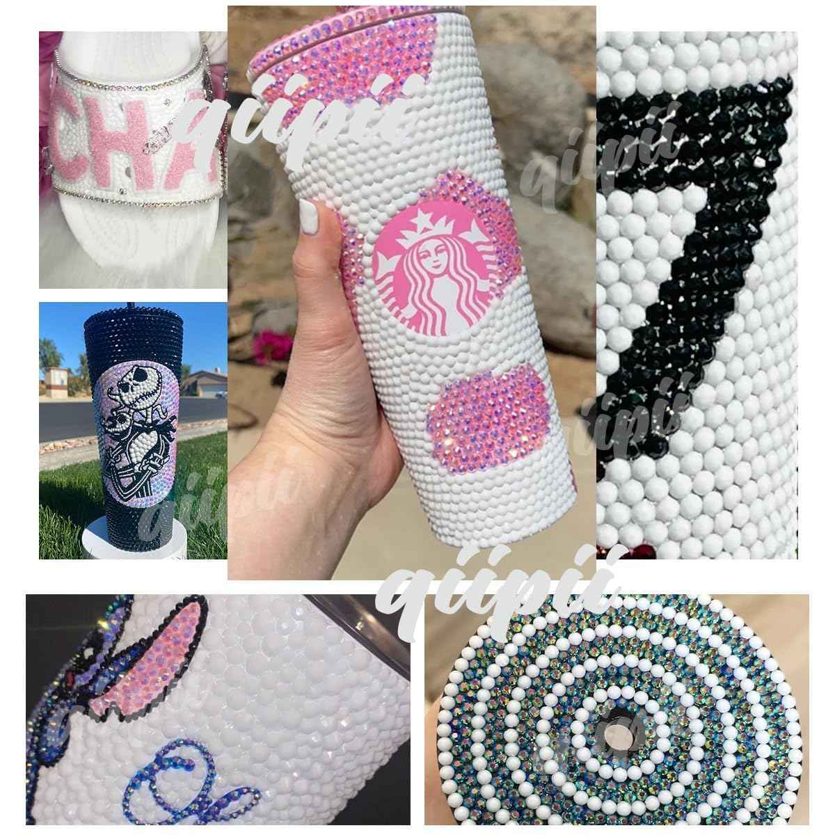 qiipii 3mm 4mm 5mm Mix Transparent Resin Rhinestones for Crafting Clear Flatback Jelly Gems Stones Bulk SS10 SS16 SS20 No-Hotfix Diamonds for Nails Face Eyes Makeup Tumblers Bottles DIY Crafts Clothes