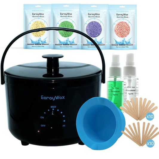 EarayWax Waxing Kit for Women and Men, Wax Warmer Hair Removal at Home with Beads, Multiple Formulas Target Different Types of Sensitive Skin Body, Brazilian Bikini, Eyebrow, Facial