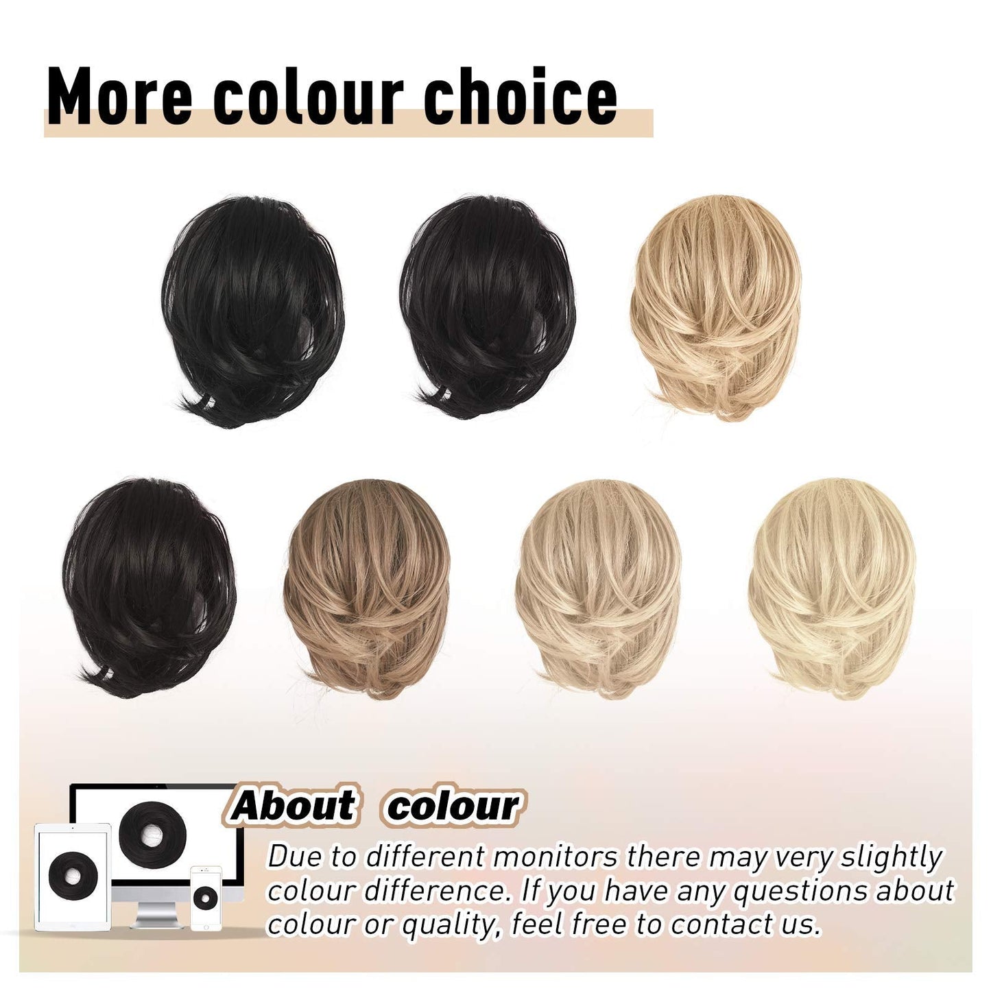 BARSDAR Hair Bun Ponytail Extension, Straight Synthetic Hairpiece Fully Short Ponytail Bun Extensions Hair Accessories Elastic Easy Scrunchie for Women (Light Ash Blonde mix Bleach Blonde)