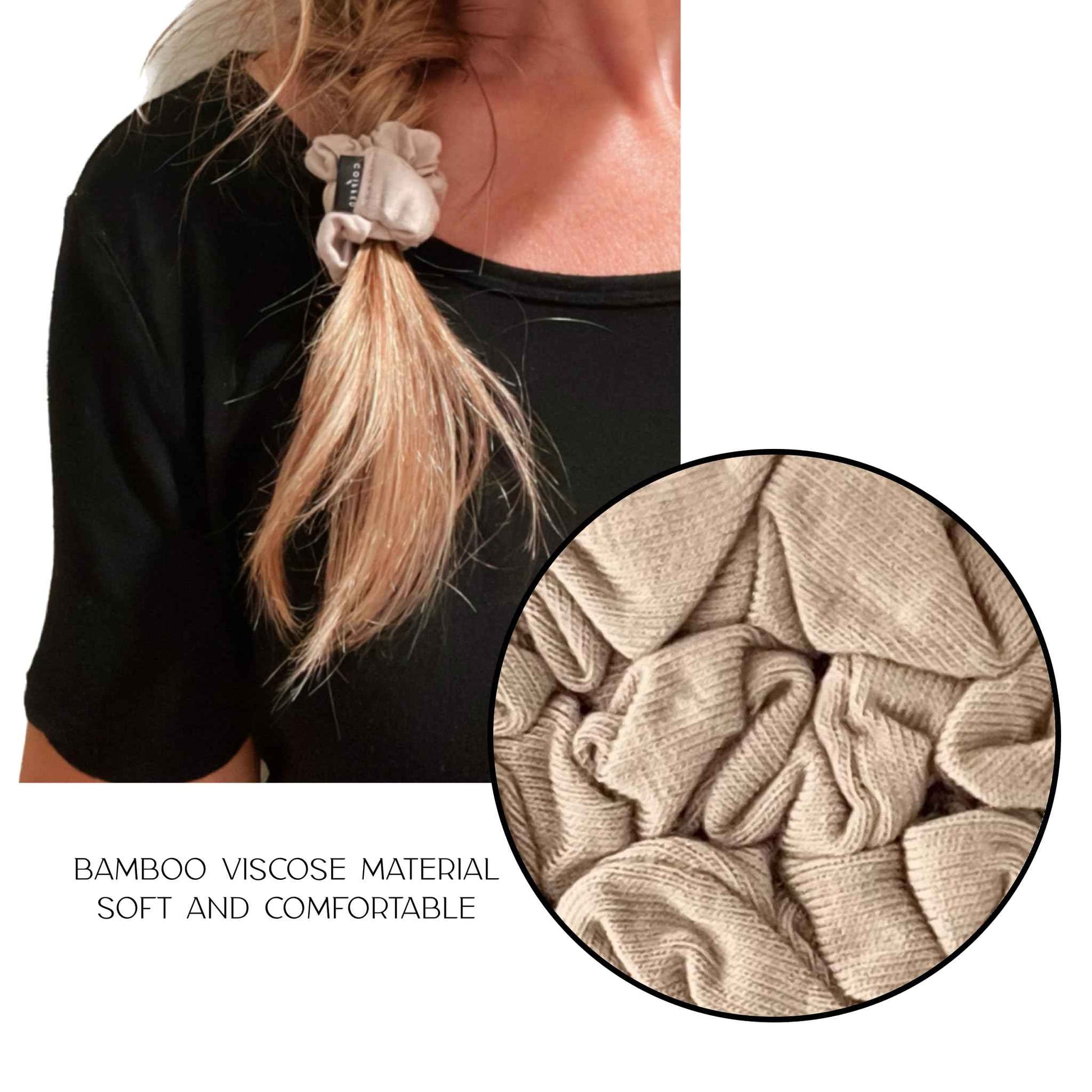 Coiffed + Co. Stacked Bamboo Viscose Scrunchies (Color: Black) 6 Count