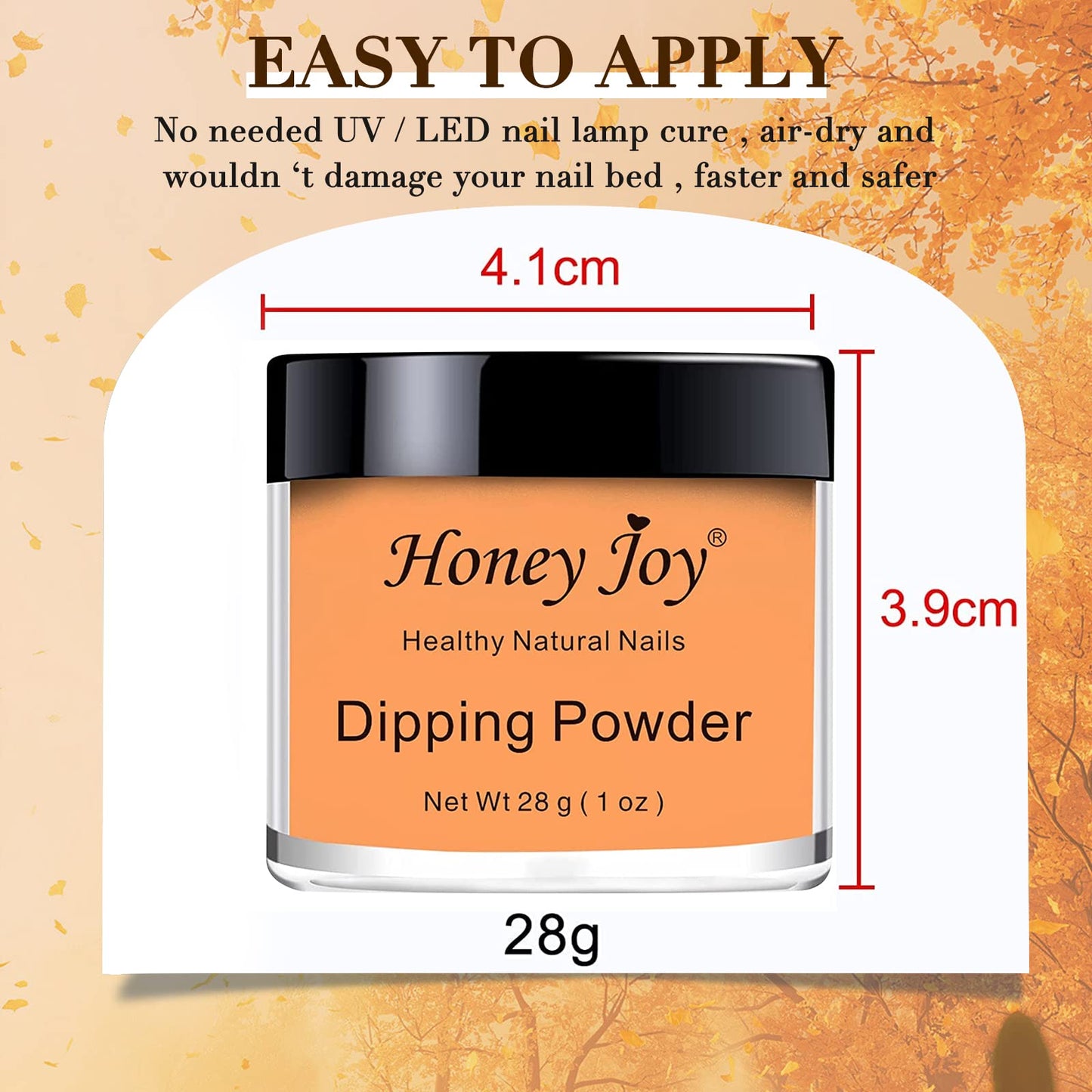 Hone Joy 28g/Box Orange Yellow Dipping Powder No Lamp Cure Nails Dip Powder Like Gel Nail Natural Dry For Nail Salon£¬No.140