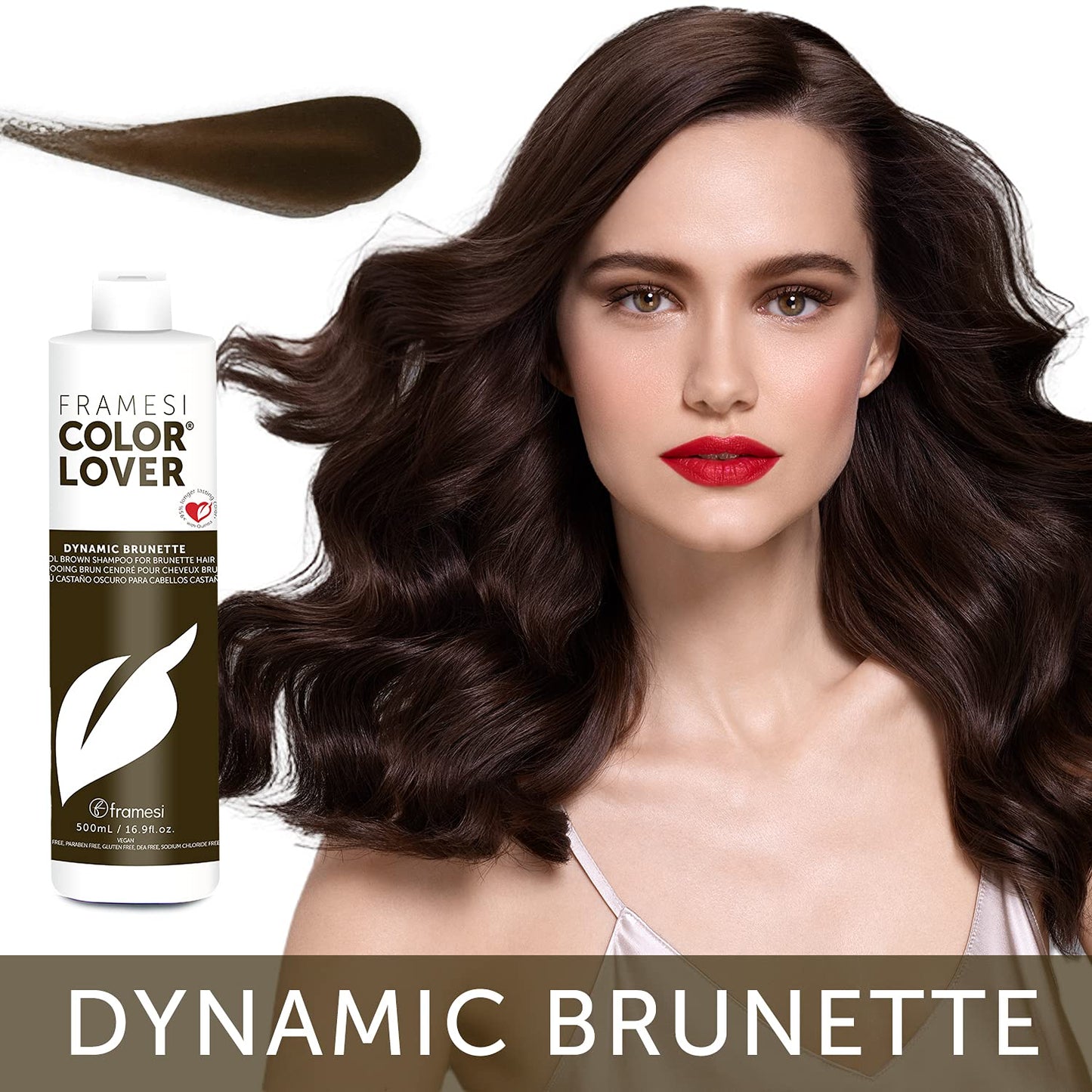 FRAMESI Color Lover Dynamic Brunette Shampoo, 16.9 fl oz, Sulfate Free Shampoo, Color Treated Hair