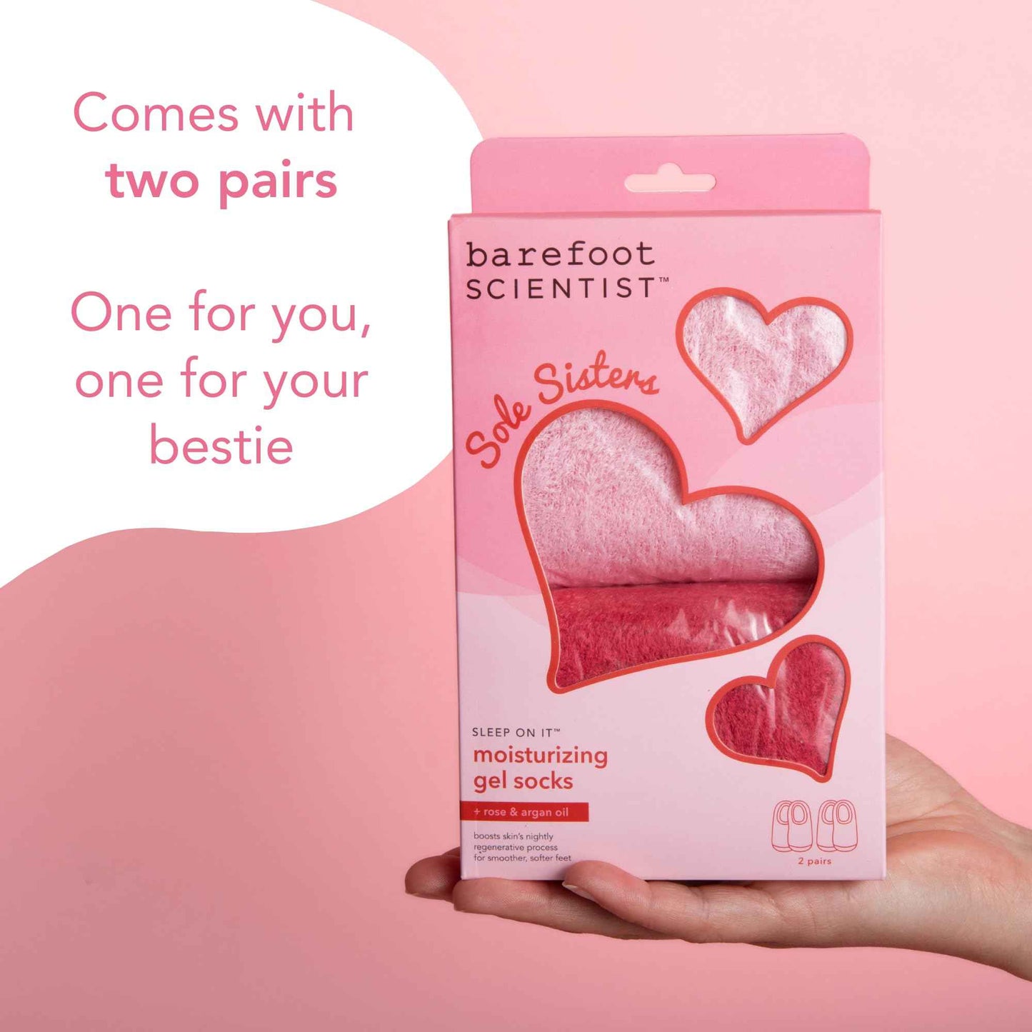 Barefoot Scientist Sleep On It Overnight Moisturizing Gel Socks, Nourish Your Feet, Sole Sisters, Red and Pink, 2 Pack