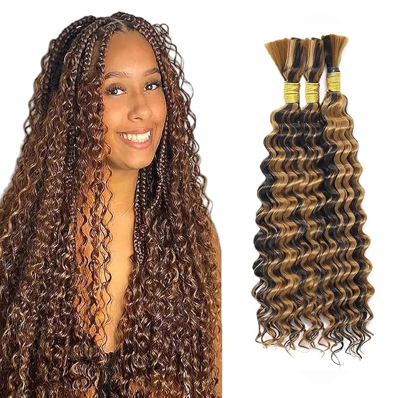 P4/27 Blonde Deep Wave Human Braiding Hair 22" 3 Bundle