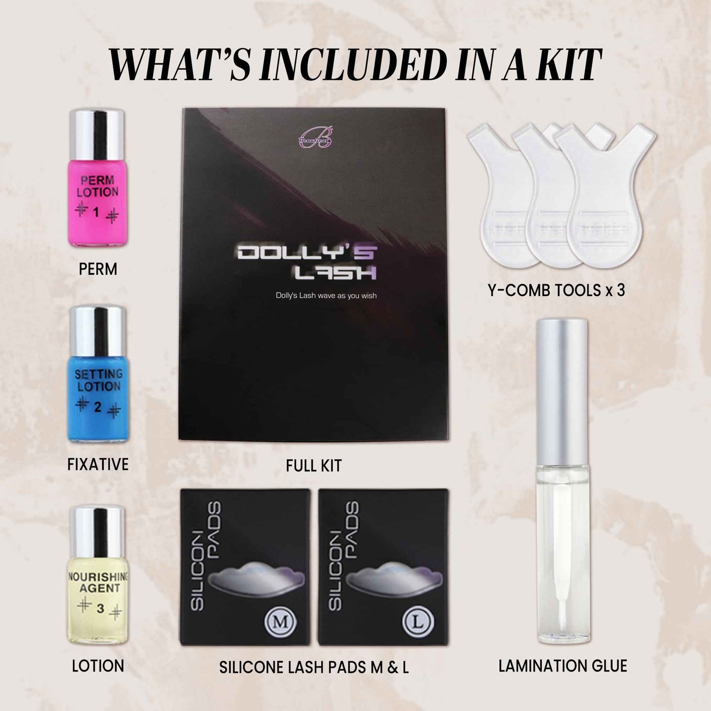 Dolly's Lash Beauticom Lift Eyelash Wave Lotion Perm Kit - for Professional Curling, Perming, Lifting