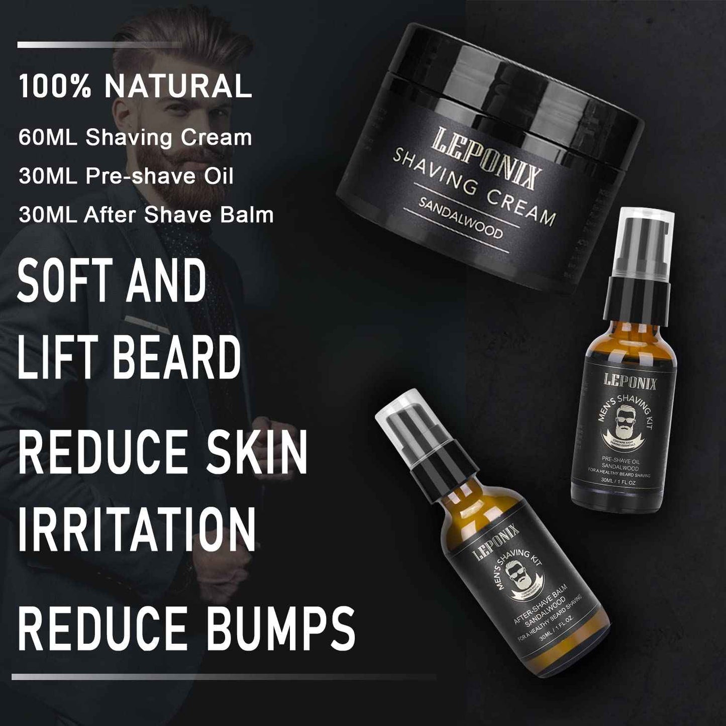 Mens Shaving Kit, Include Straight Razor, Sandalwood Shaving Soap & Cream, After Shave Balm, Pre-Shave Oil, Brush & Bowl – Christmas Gifts for Men Him Secret Santa Gift Set Stocking Stuffers