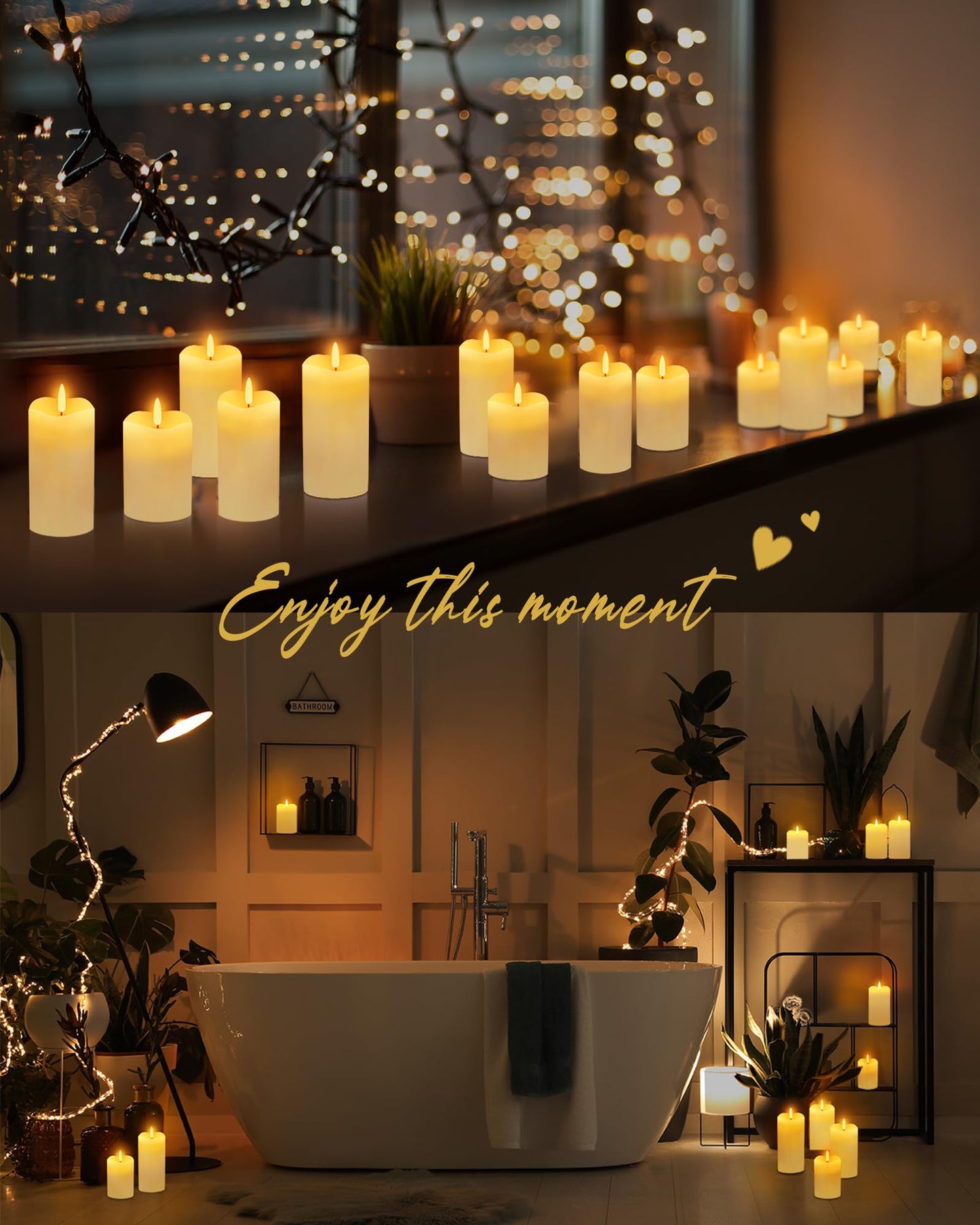 Baquler 12 Pack Flickering Flameless Candles Set Battery Operated LED Candles with Remote and Timer Flat Top Flameless Candles Pillar Candles for Wedding Birthday Party Decor D 3" H 4" 5" 6"