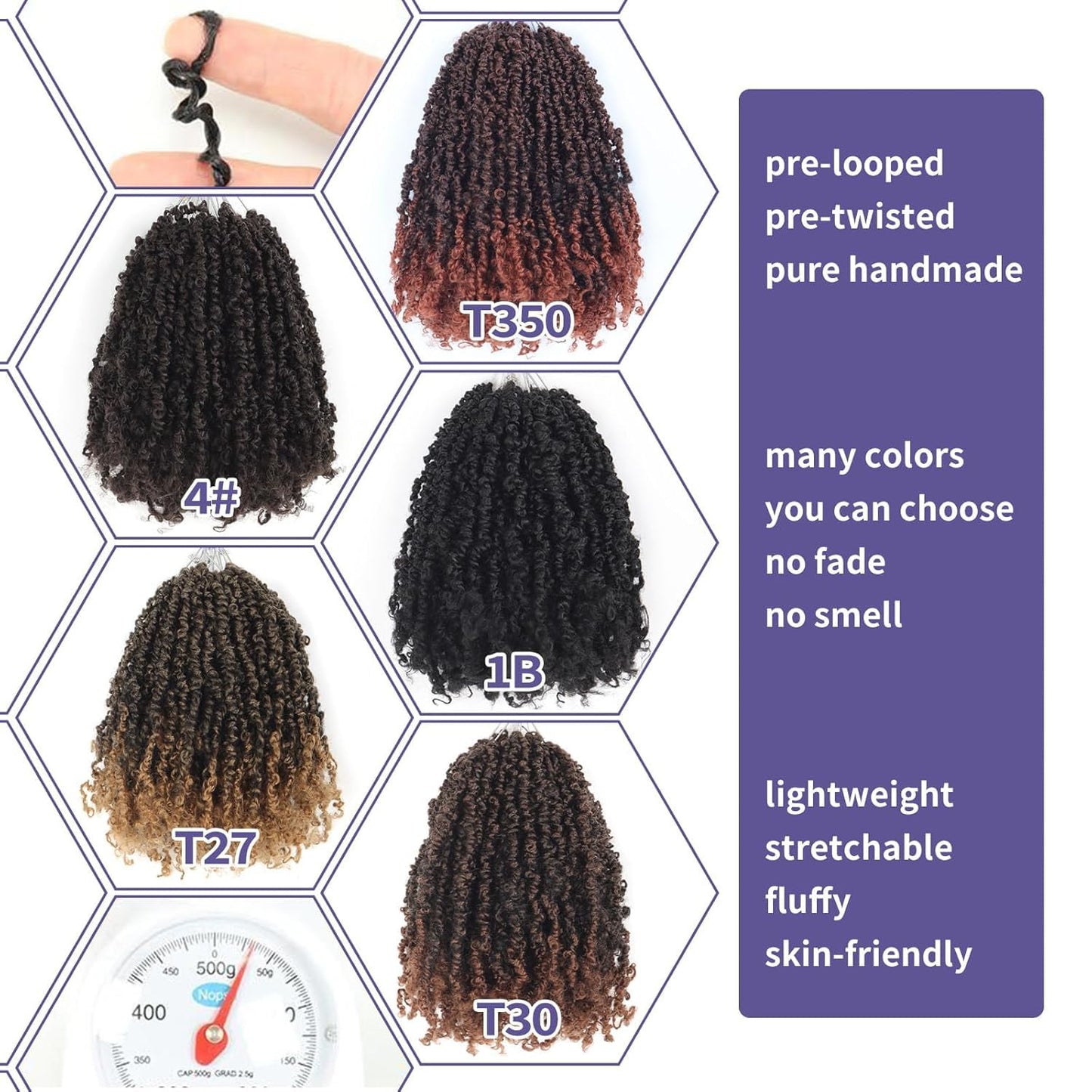 Datanala Yanky Twists Crochet Braiding Hair 12 Inch 9 Packs Crochet Hair with Curls Micro Spring Twists Crochet Hair Pre-looped Curly Crochet Braids Hair Extensions for Women (1B#, 12inch)