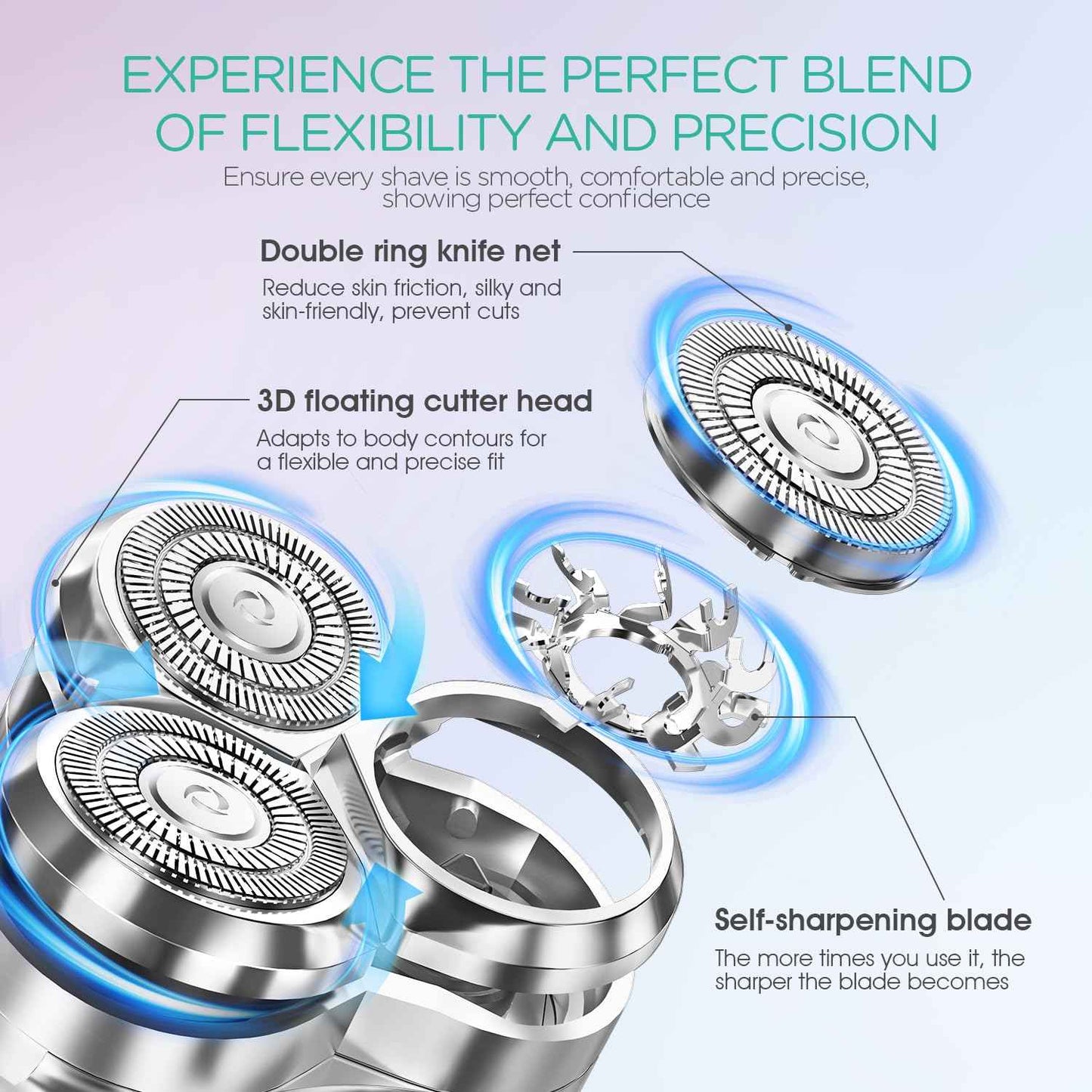 VOYOR Electric Razors for Women 3D Floating Blade Shaver for Women, Electric Shaver for Legs Bikini and Body Facial Hair Remover Women's Shavers Waterproof Women's Grooming ES310 (Purple)